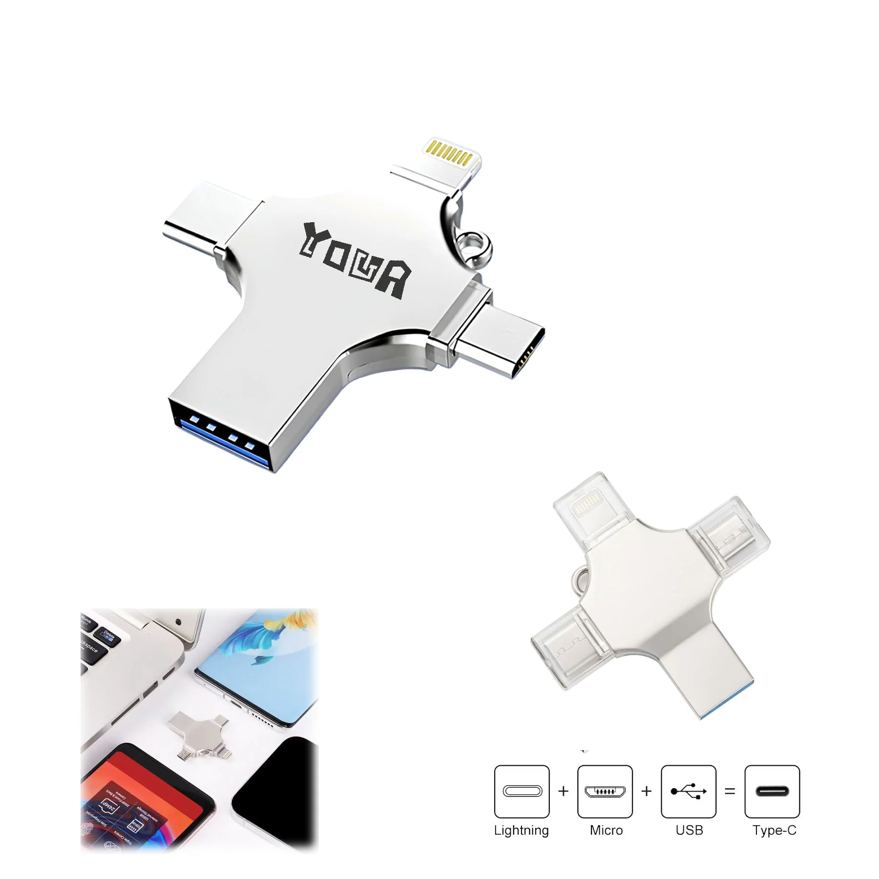 128GB MultiFunction 4 In 1 USB Flash Drive