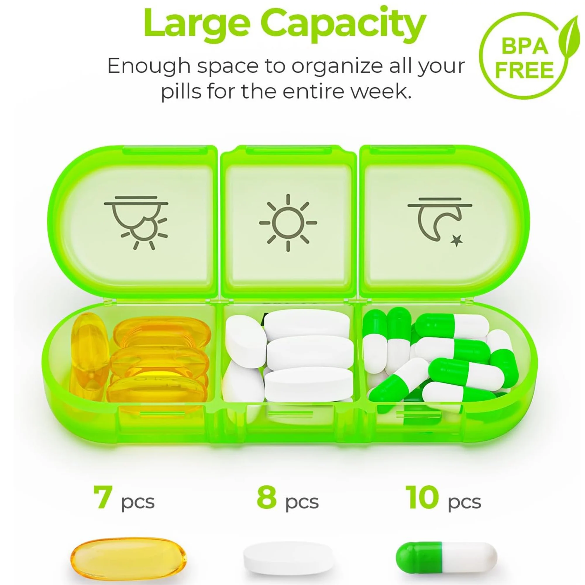 Weekly Pill Organizer 3 Times A Day