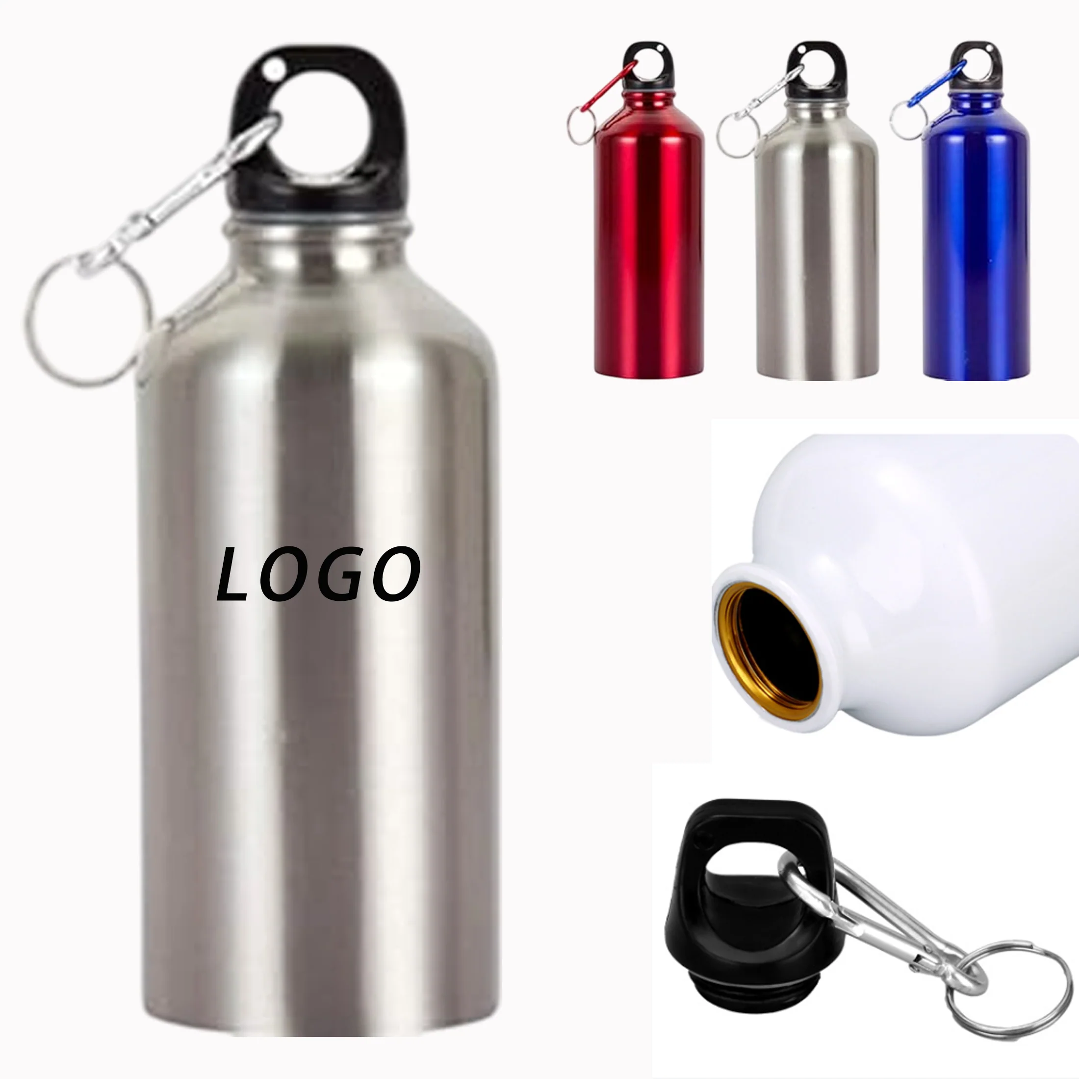 22 Oz Aluminum Sports Water Bottle W/ Carabiner