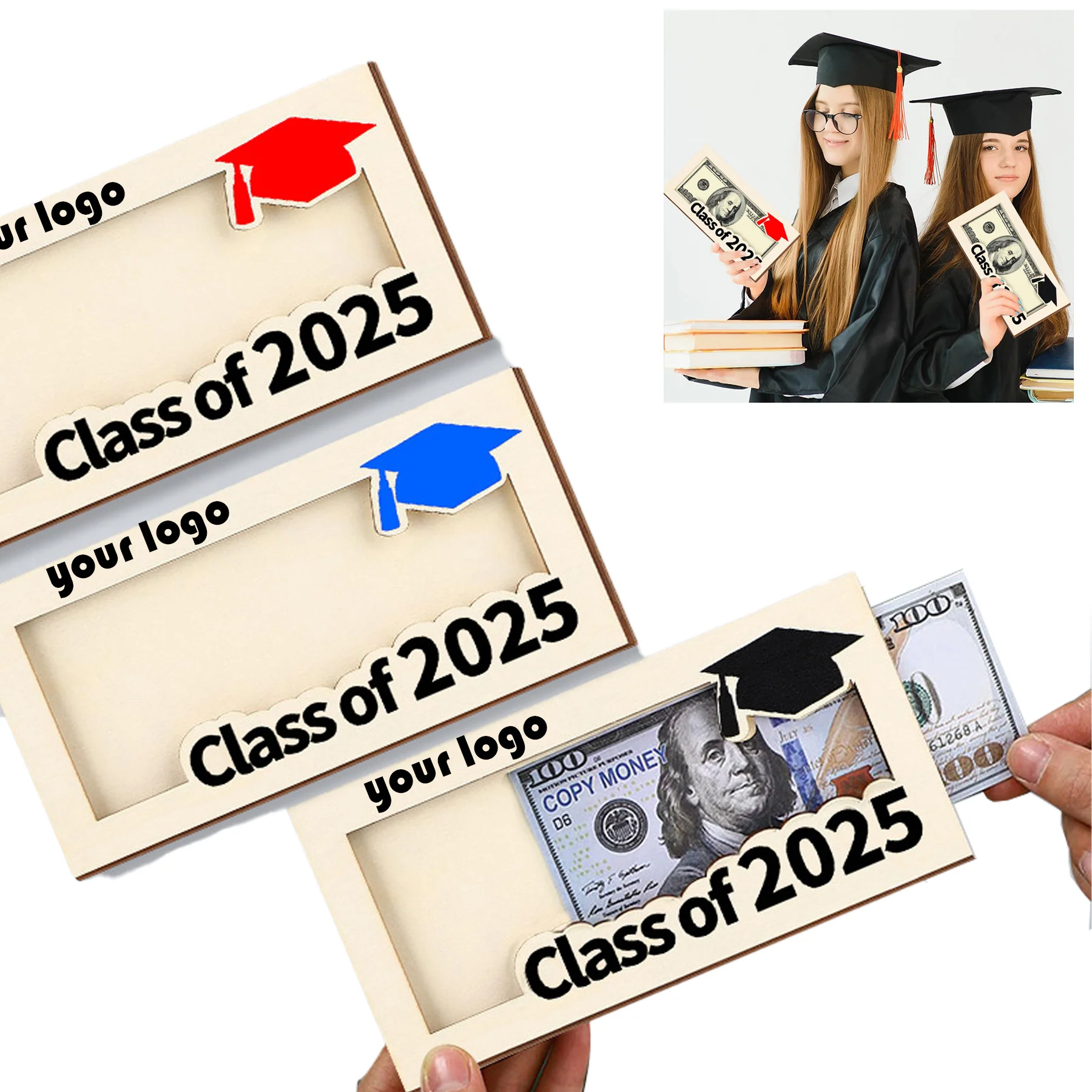 Wooden 2025 Graduation Money Holder
