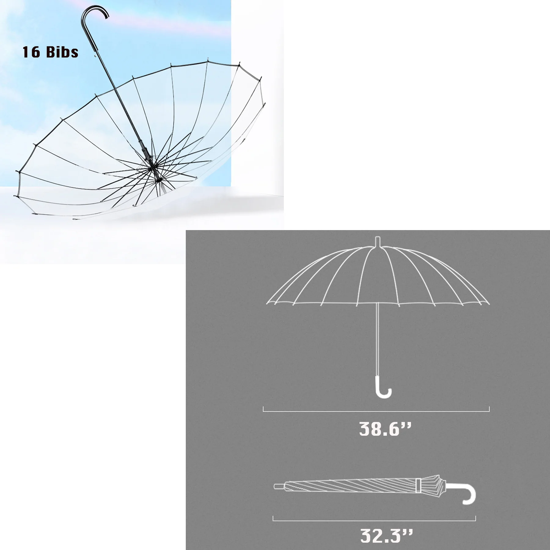 16 Bibs Clear Bubble Umbrella For Wedding Daily Use