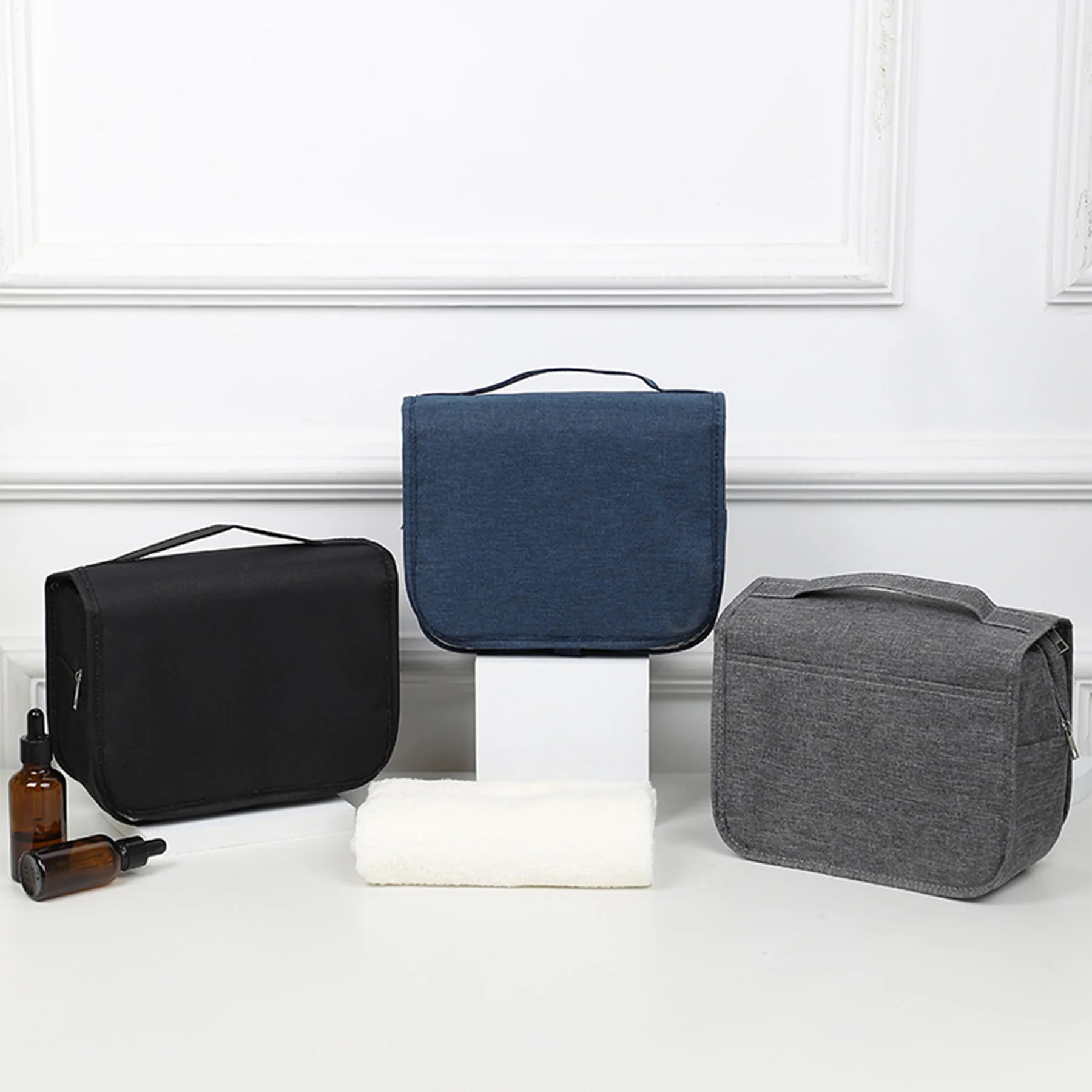 Foldable Transparent Window Portable Hanging Wash Bag