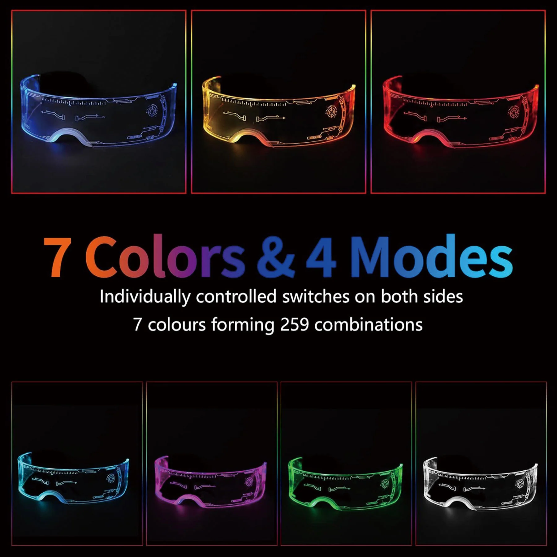 Futuristic LED Light Up Glasses