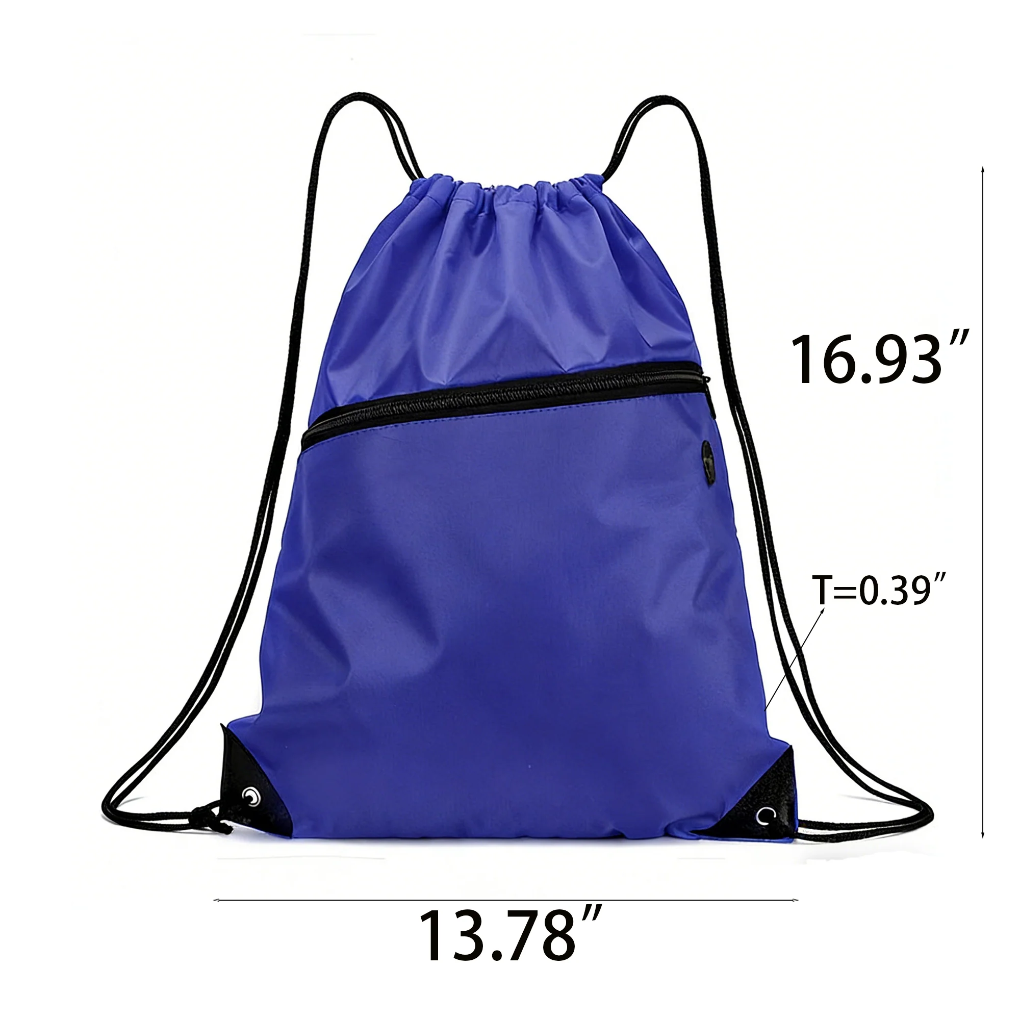 Sport Zipper Pocket Drawstring Backpack