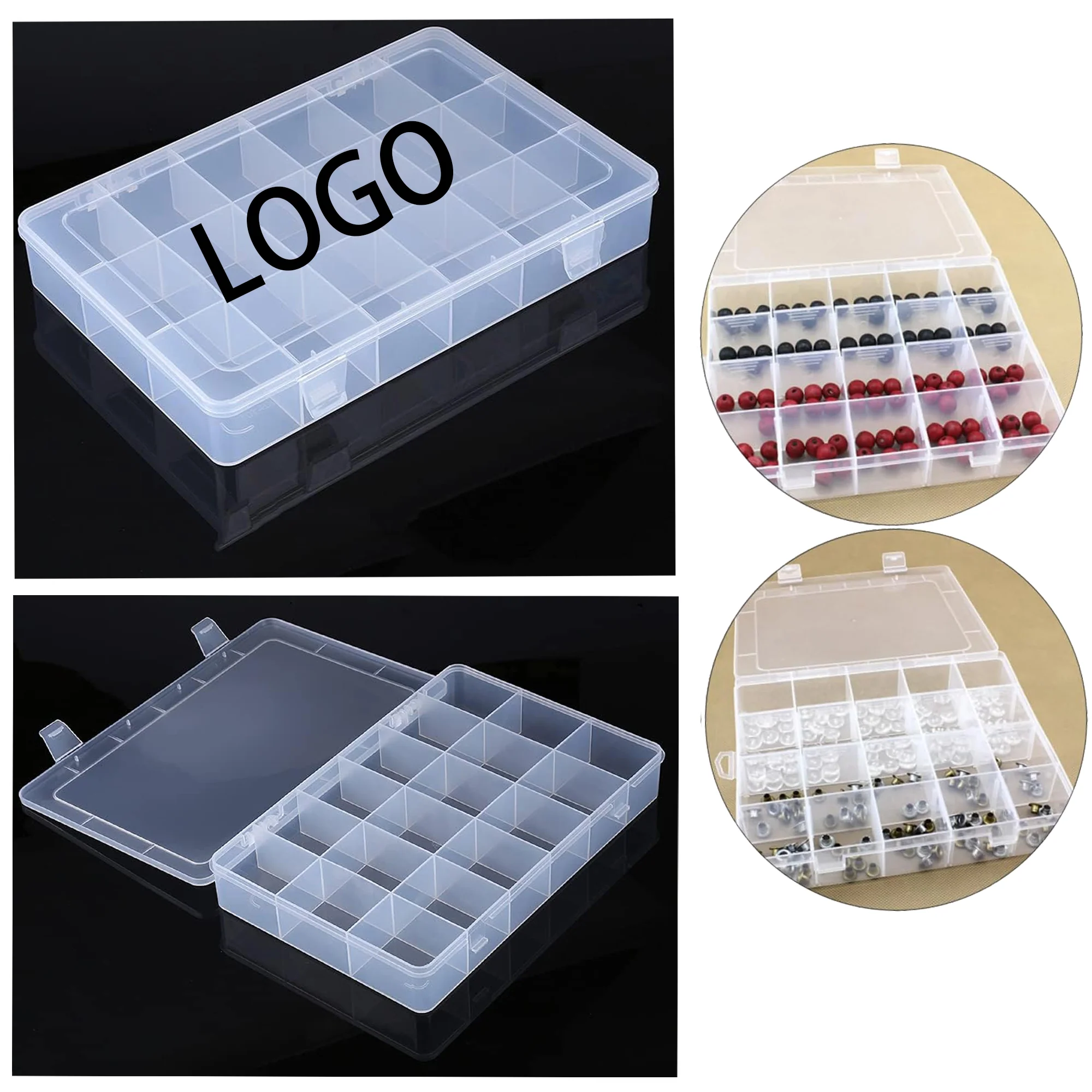 Clear Plastic Organizer Box Storage Container Grids