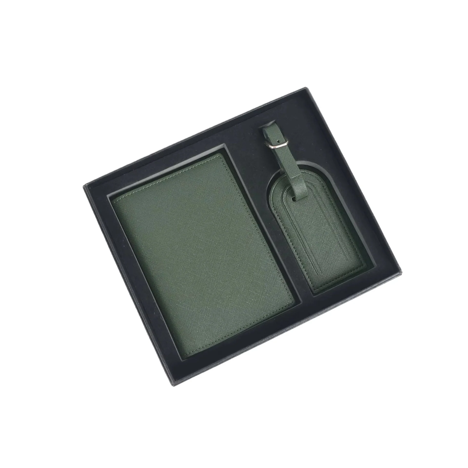 Personalized Leather Passport Holder Luggage Tag Set