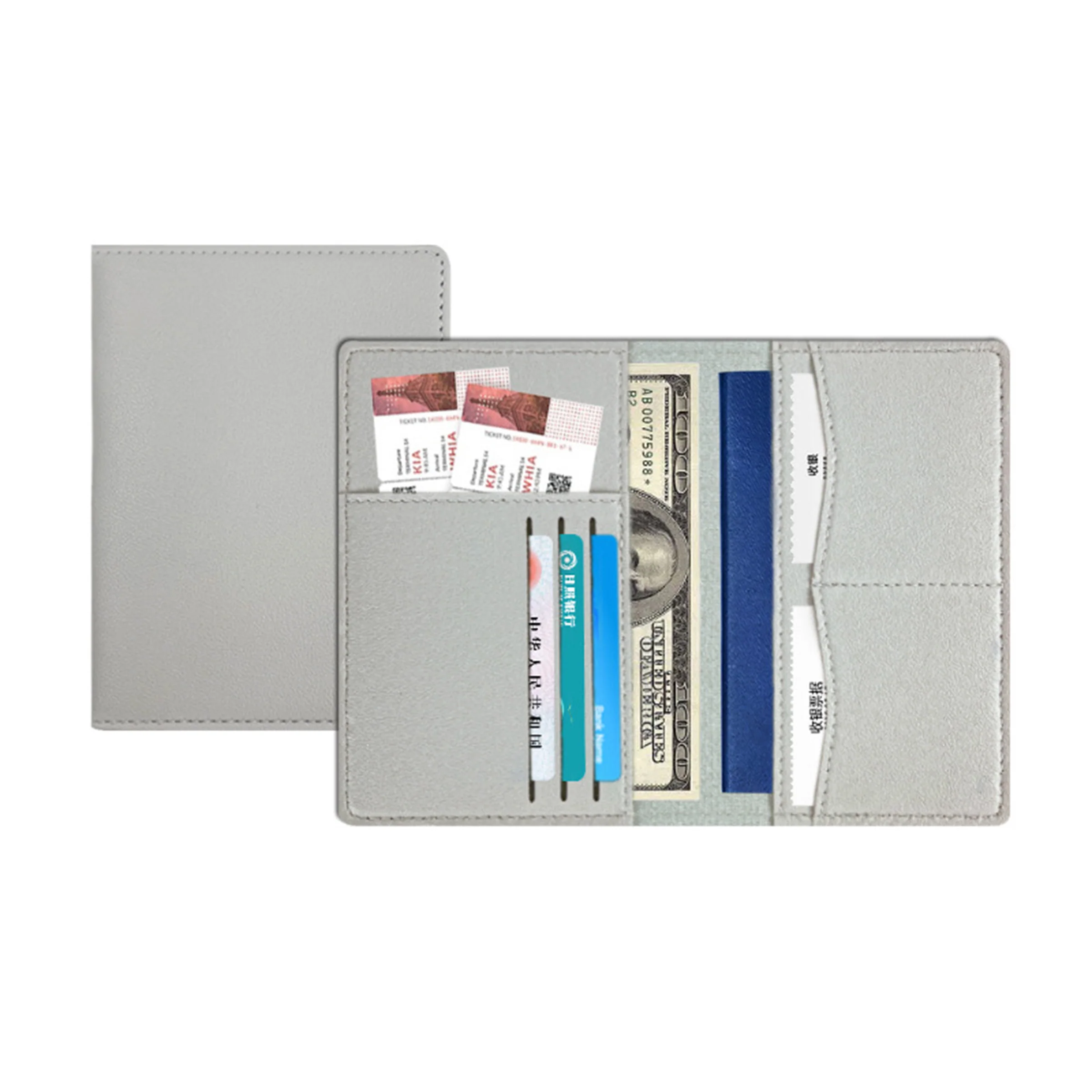 Pu Passport Cover With Card And Ticket Slot