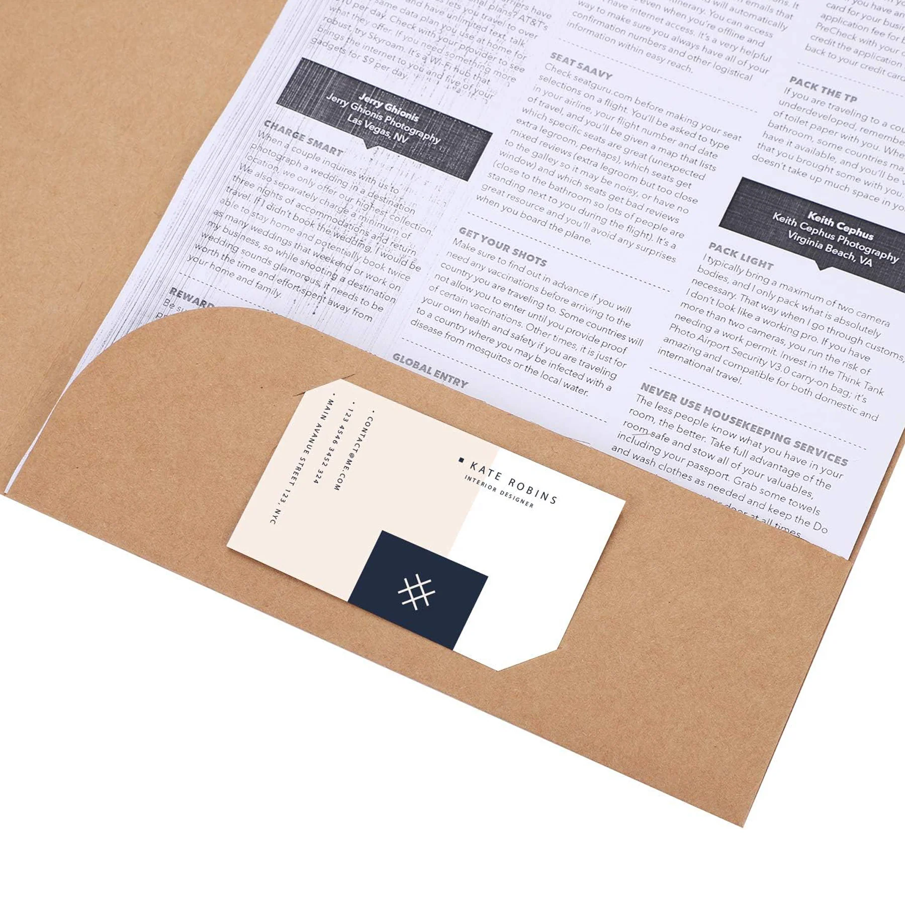 A4 Portable Presentation Kraft Paper Cardboard Folder
