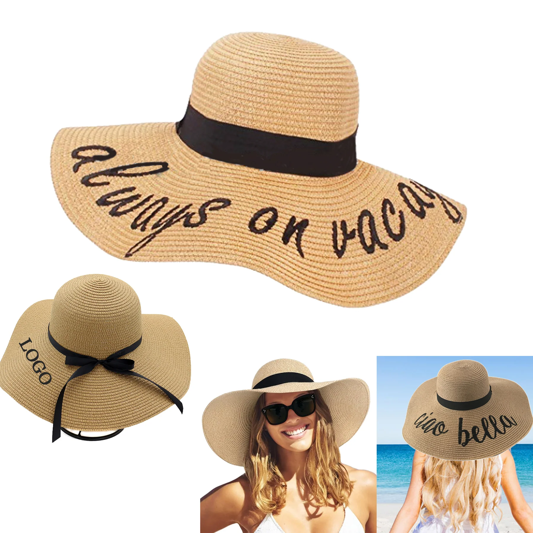 Womens Sun Straw Hat Wide Brim