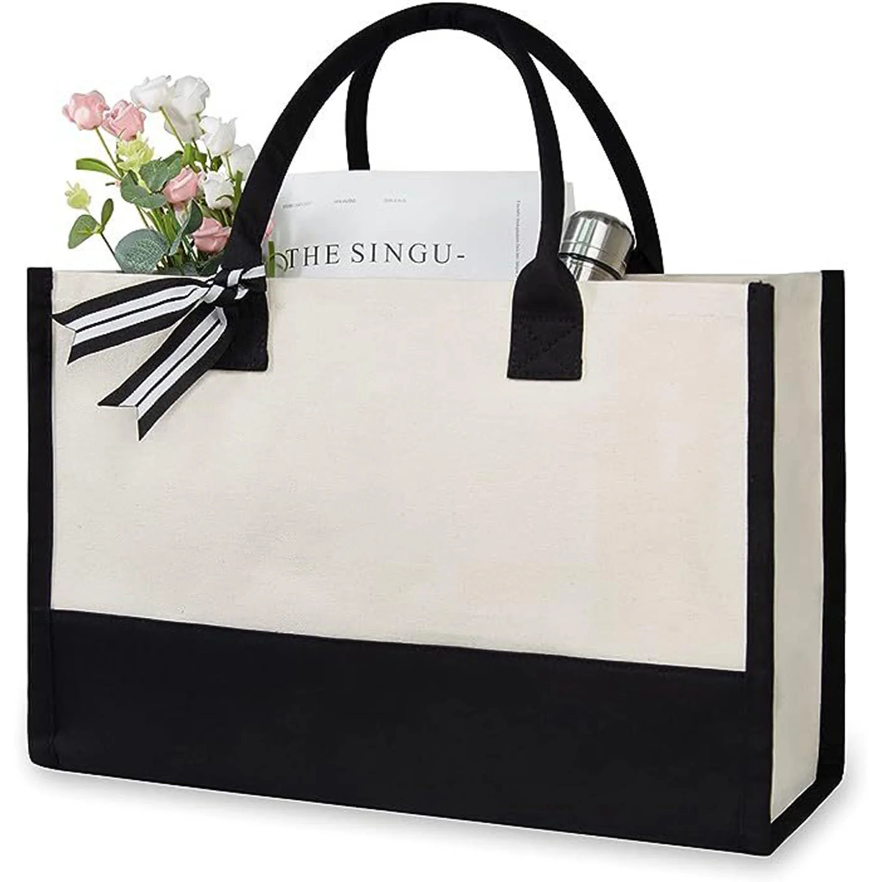 Classic Black And White Canvas Tote Bag