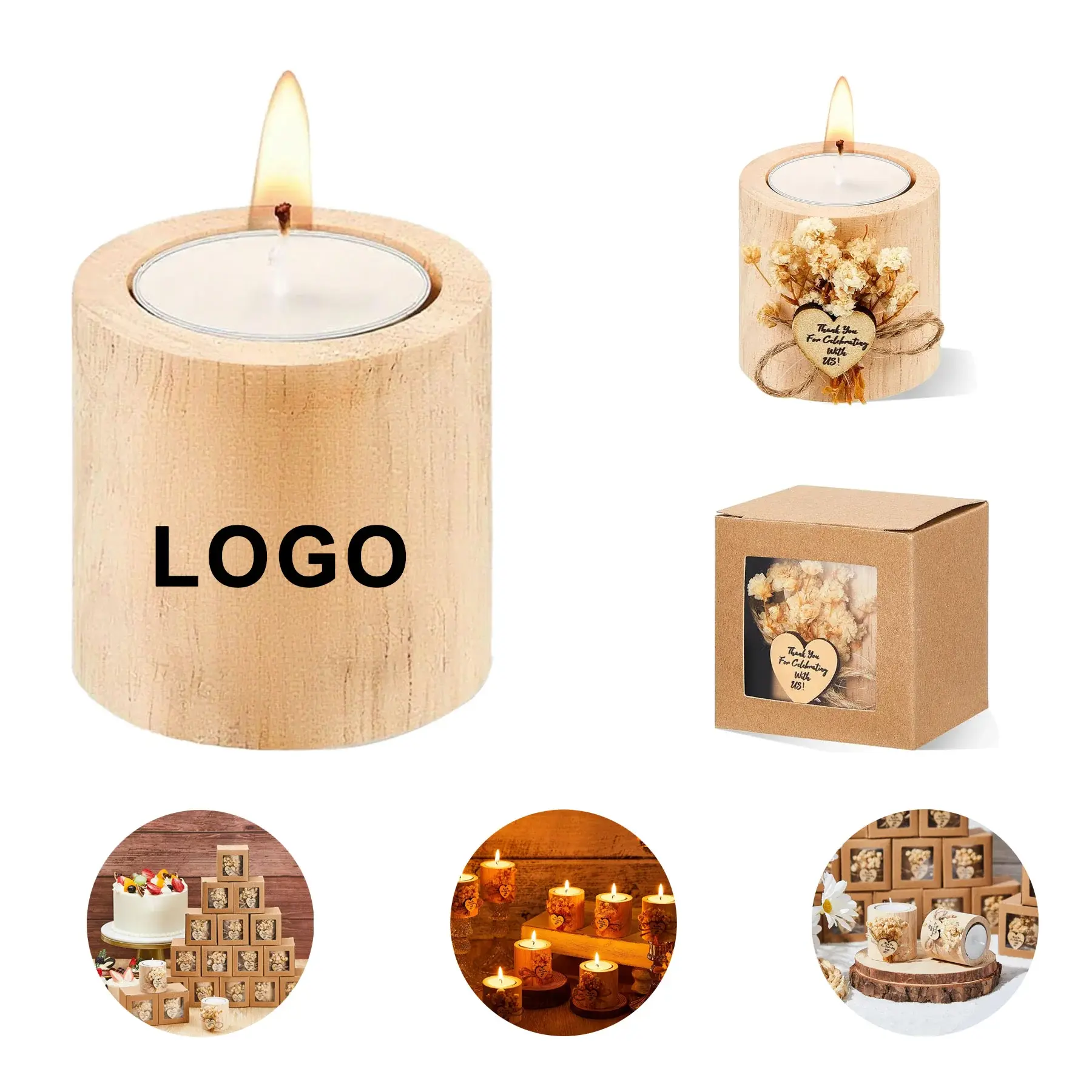 Wooden Wedding Candles