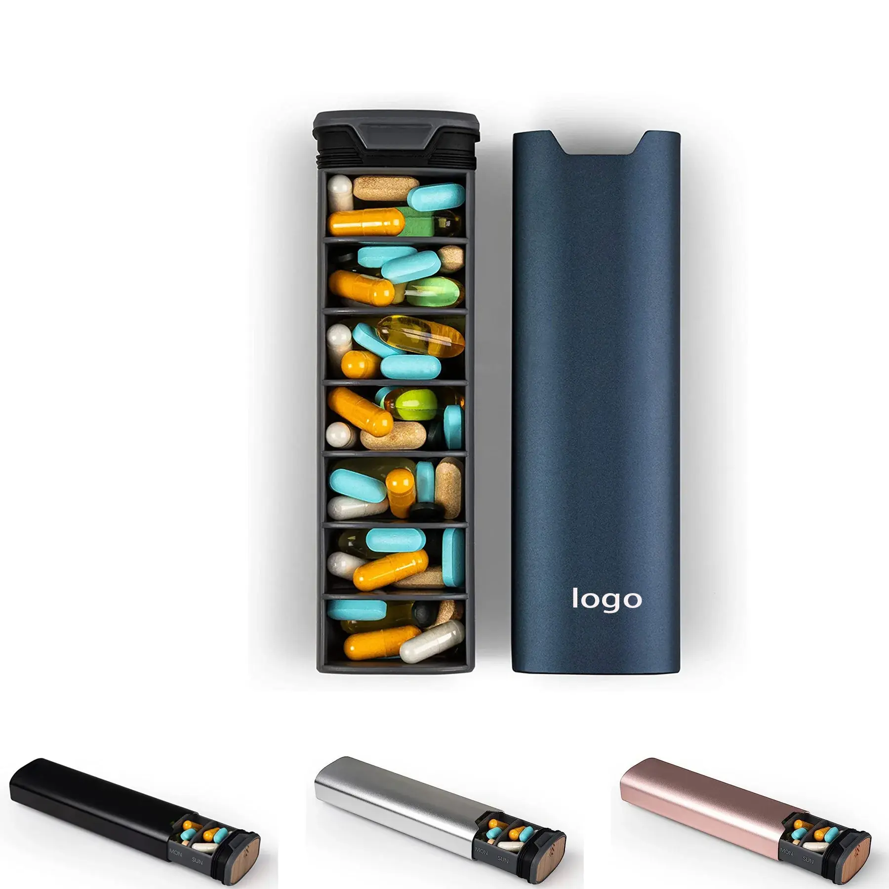 Aluminum Weekly Travel Pill Organizer