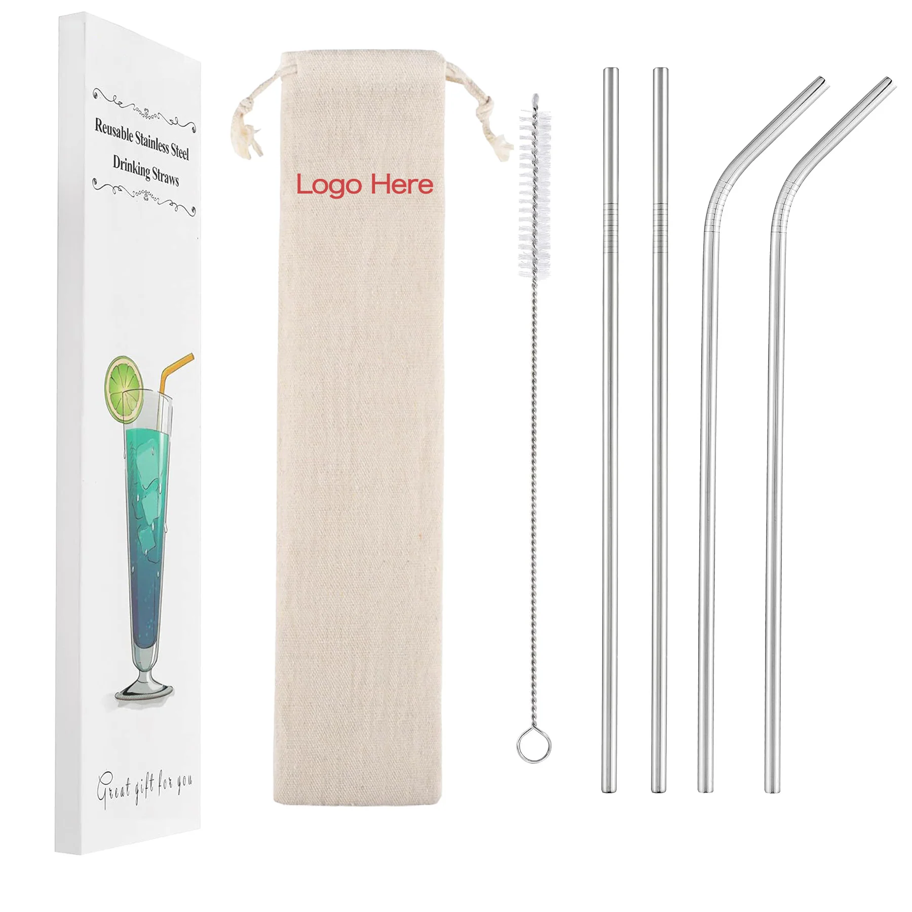 Stainless Steel Straw With Cleaning Brushes