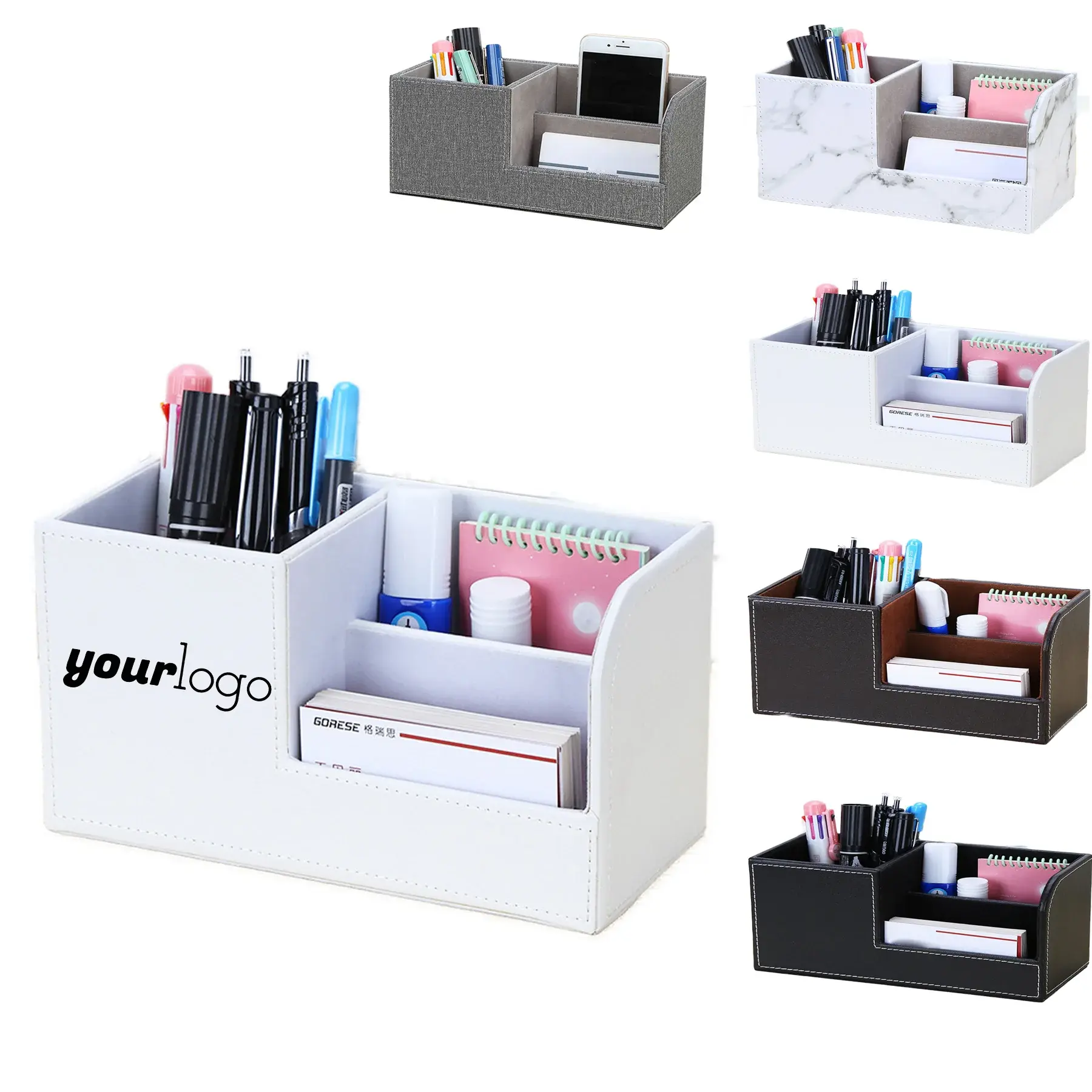 Office Leather Storage Pen Holder