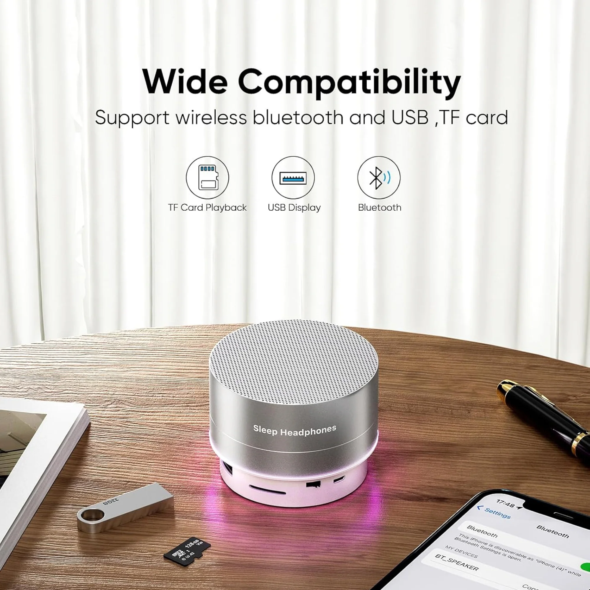 Portable Metal Bluetooth Speaker With Led Light