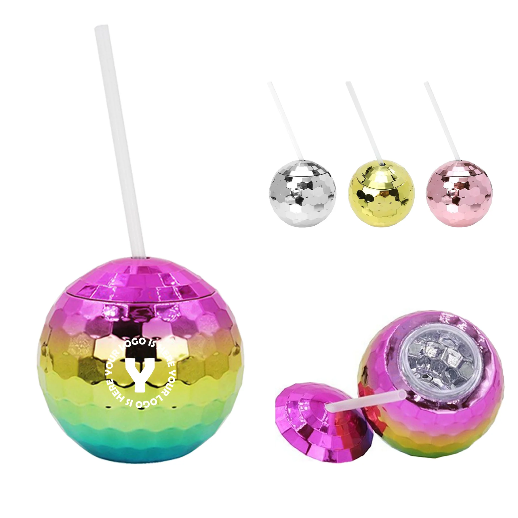Disco Ball Cup With Straw