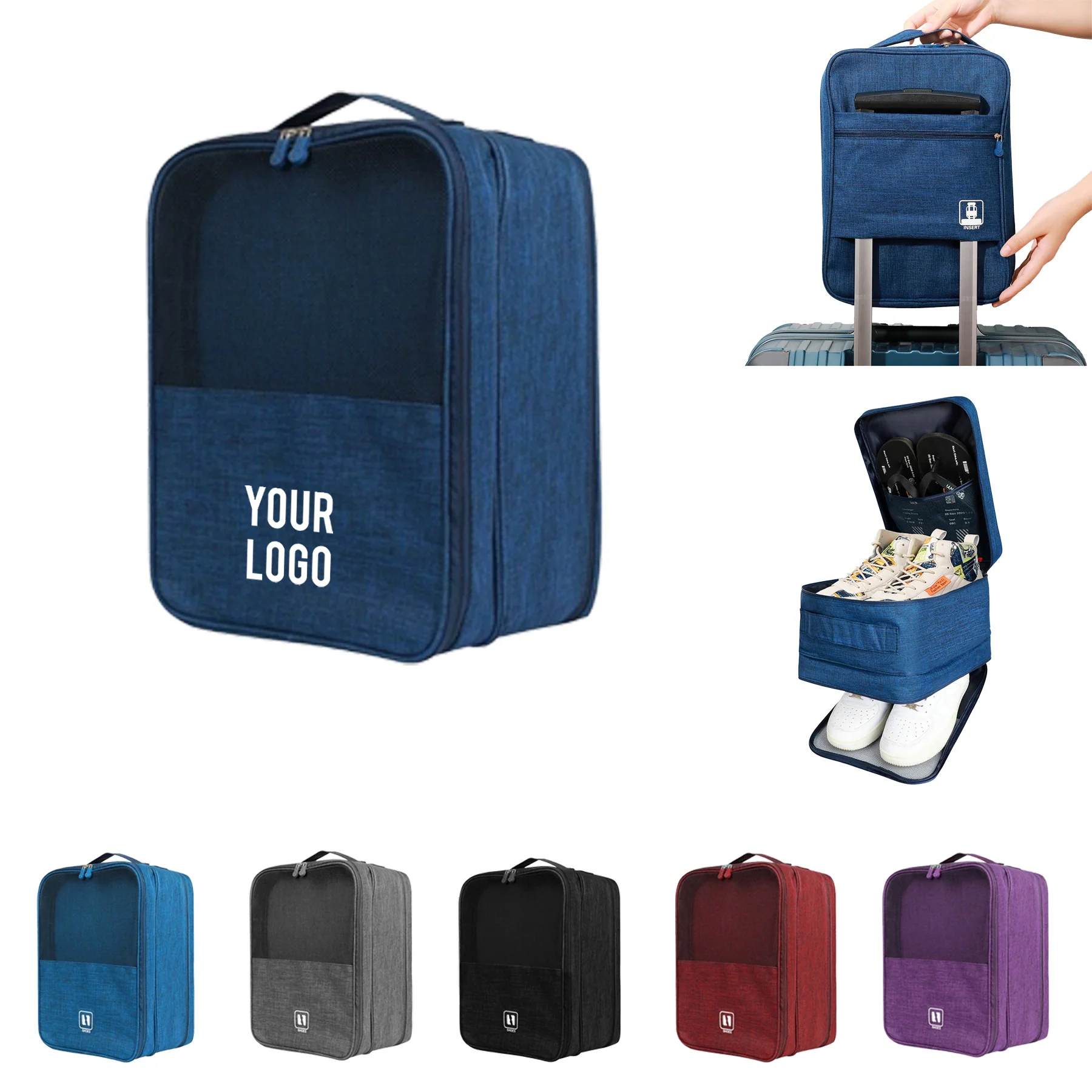 Travel Shoe Organizer Bag with Luggage Strap