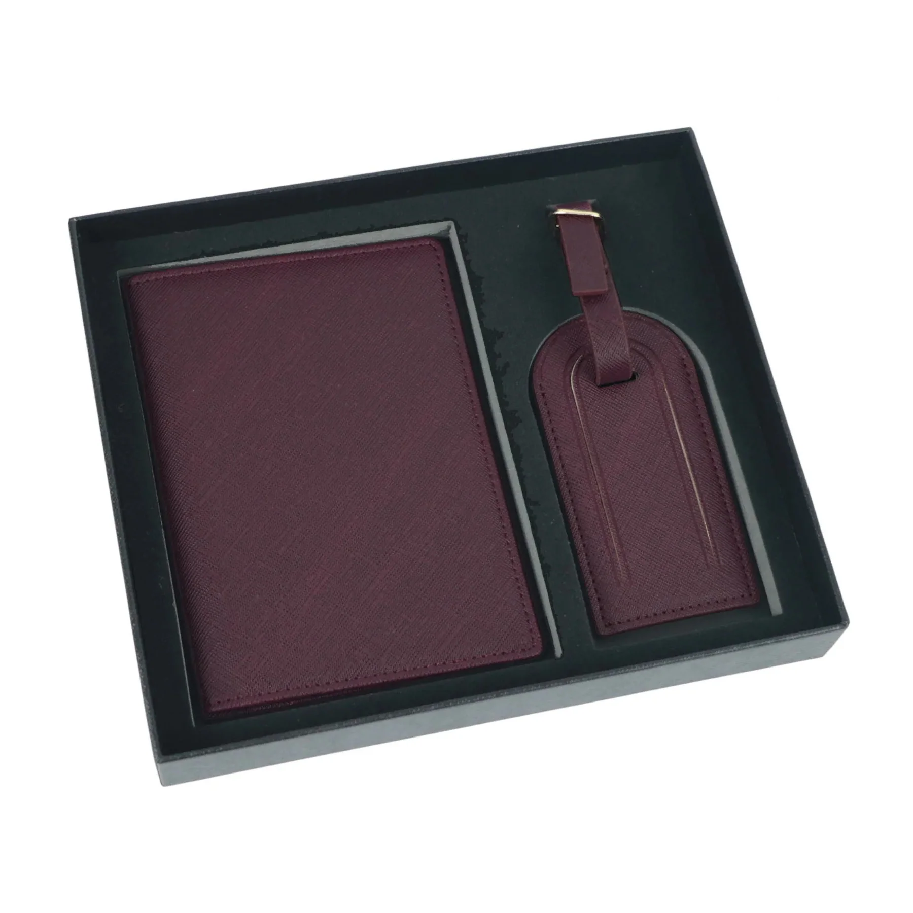 Personalized Leather Passport Holder Luggage Tag Set