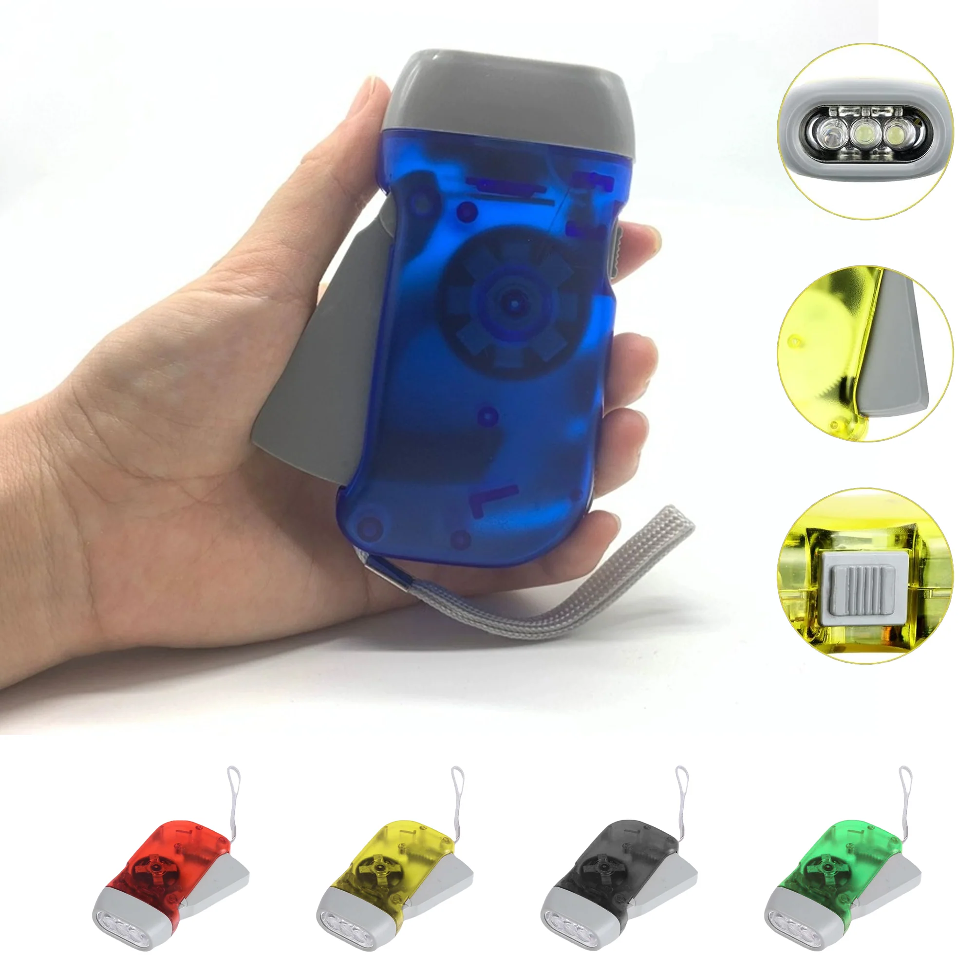 3 LED Hand Crank Emergency Flashlight