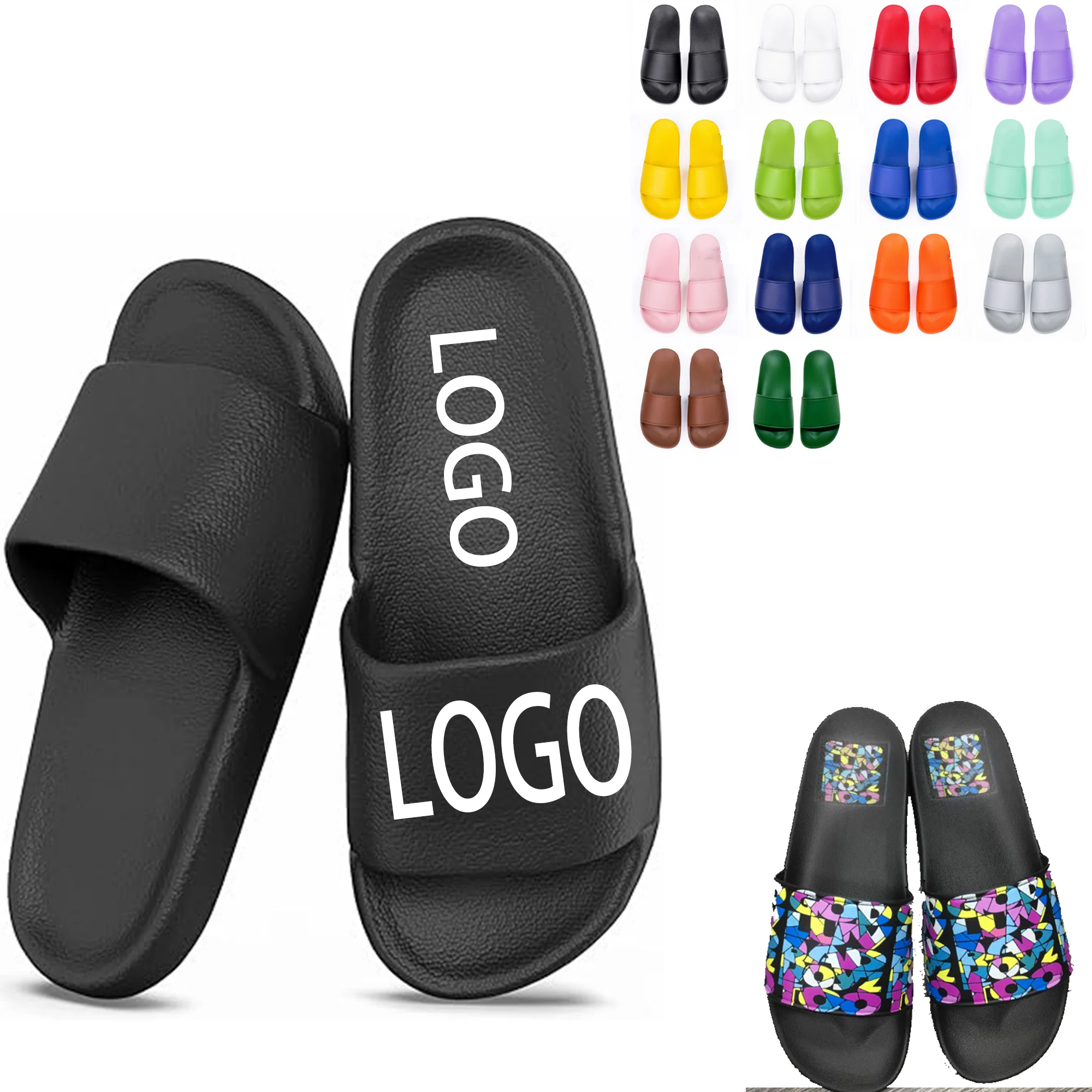 Full Color Pvc Slippers Pool Sandals