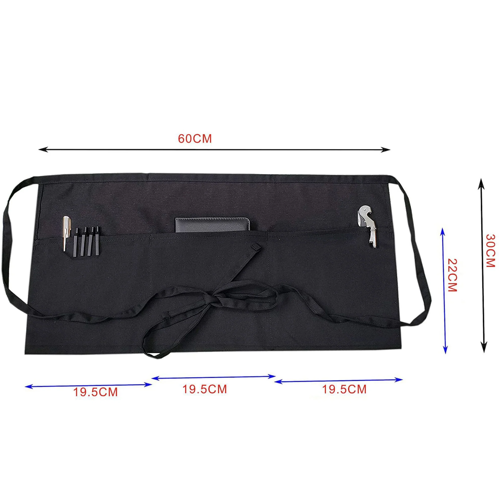 Waist Apron With 3 Compartment Pouch