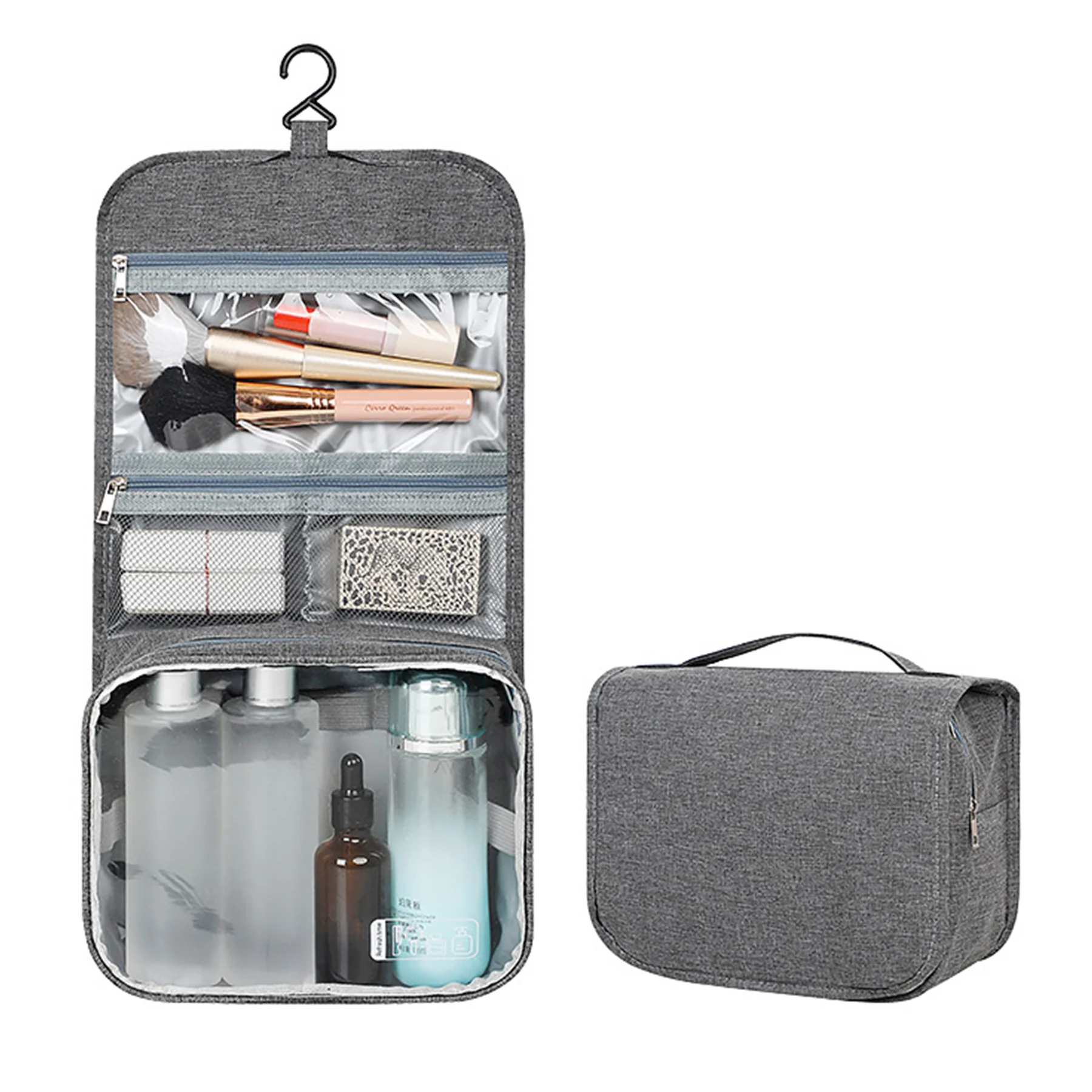 Foldable Transparent Window Portable Hanging Wash Bag