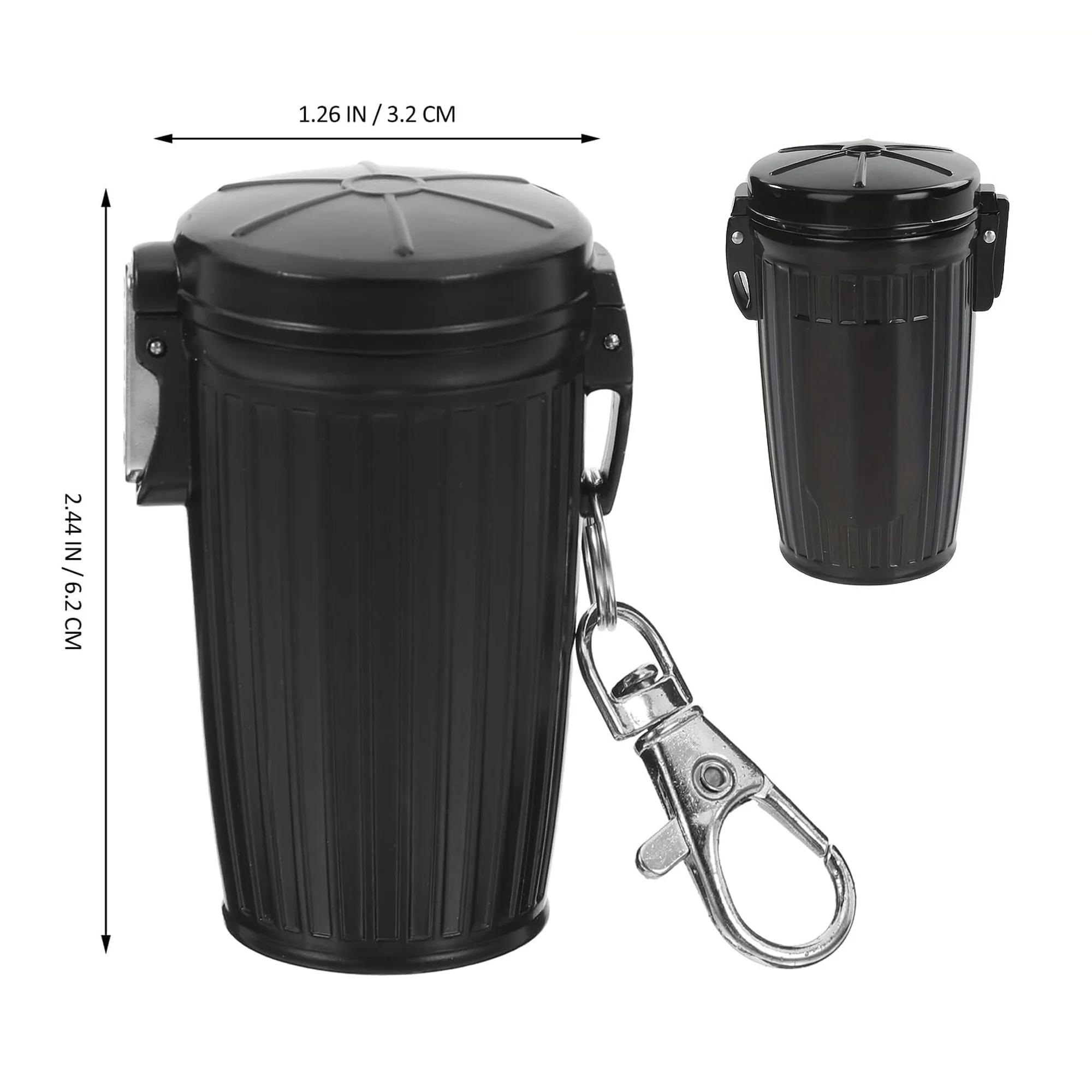 Mini Metal Trash/Garbage Can With Keychain Ashtray Cigarette Saver
