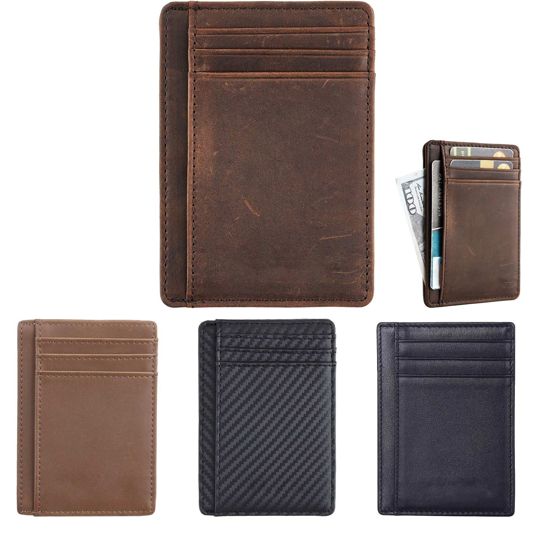 Leather Wallet RFID Blocking Card Holder