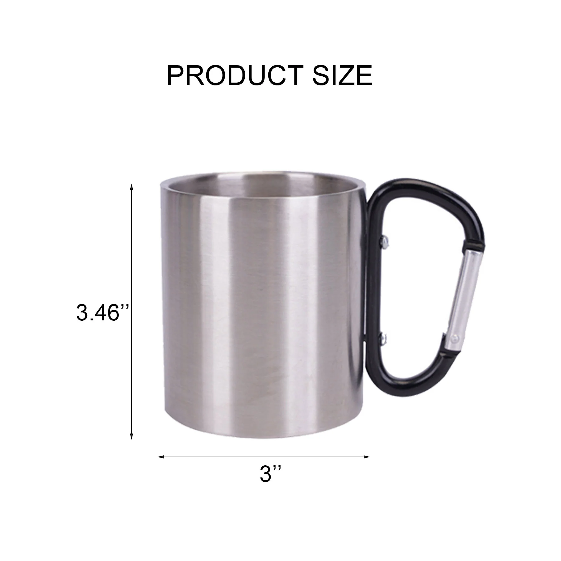 12 Oz Stainless Steel Camping Mug With Carbiner