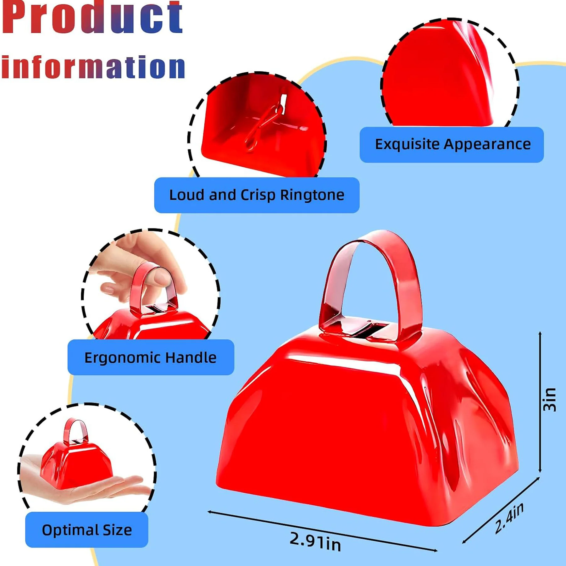 3'' Metal Cow Bell Noisemaker