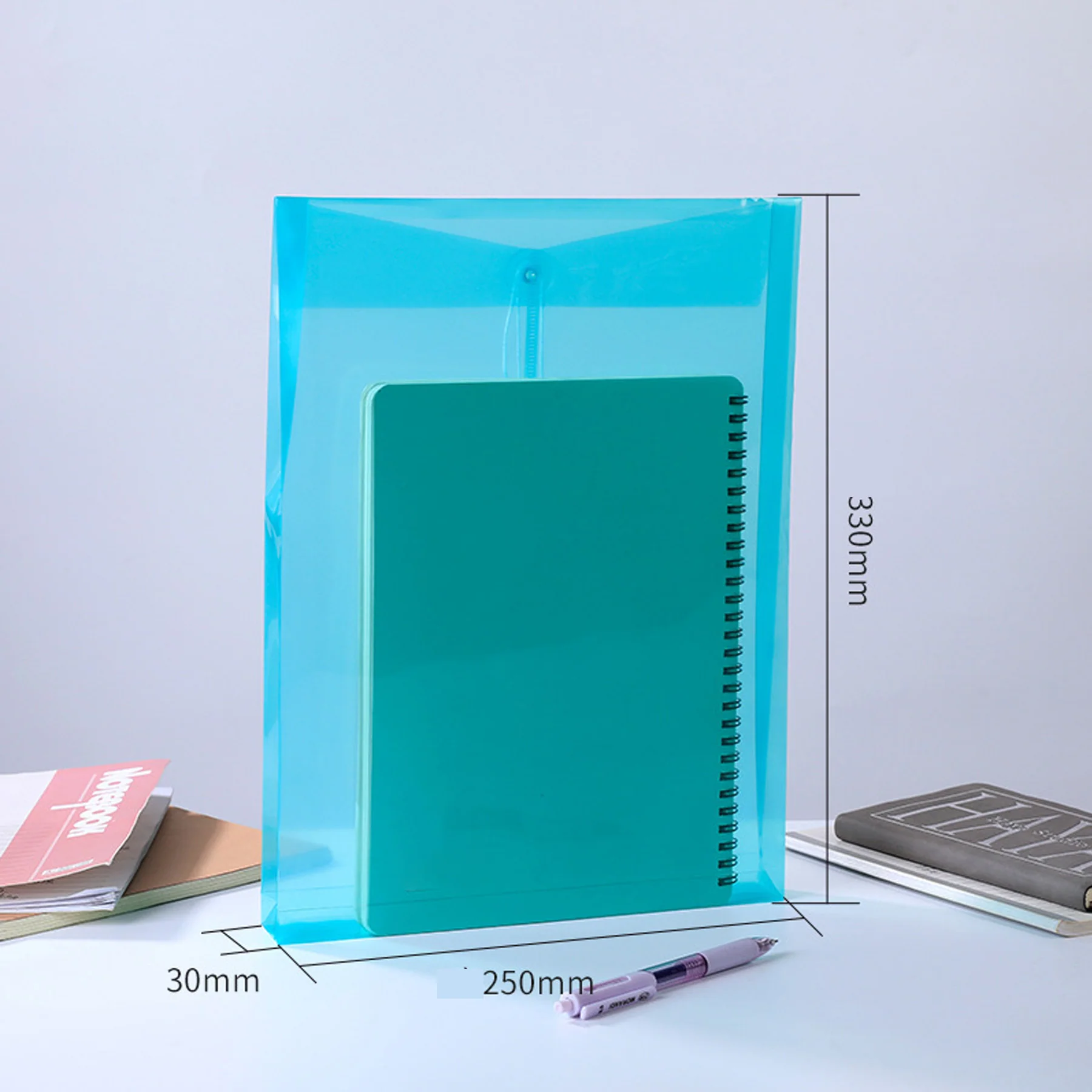 A4 Poly File Folders Tied Buckle-Transparent