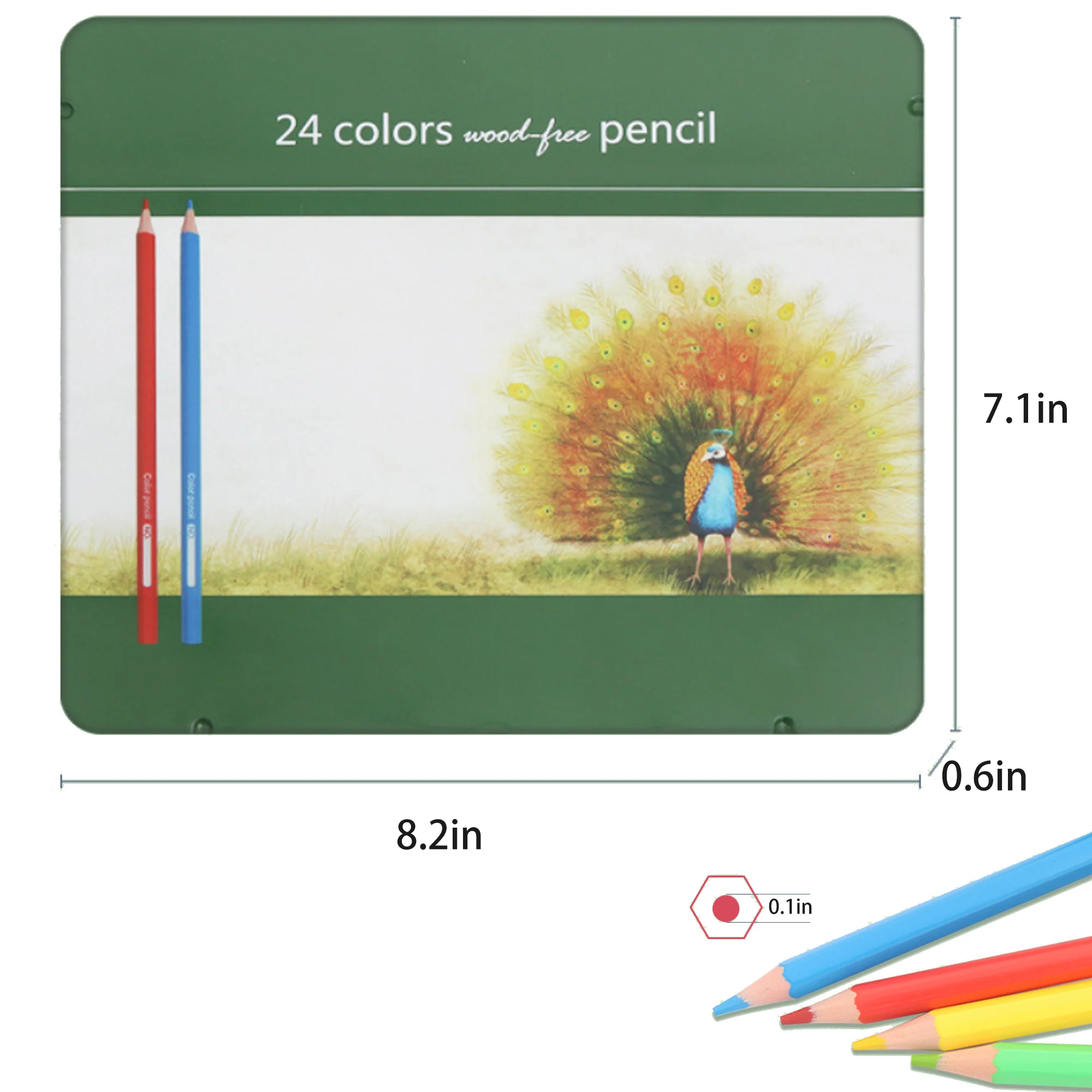 Colored Pencils Case Metal Box Comes With Pencils