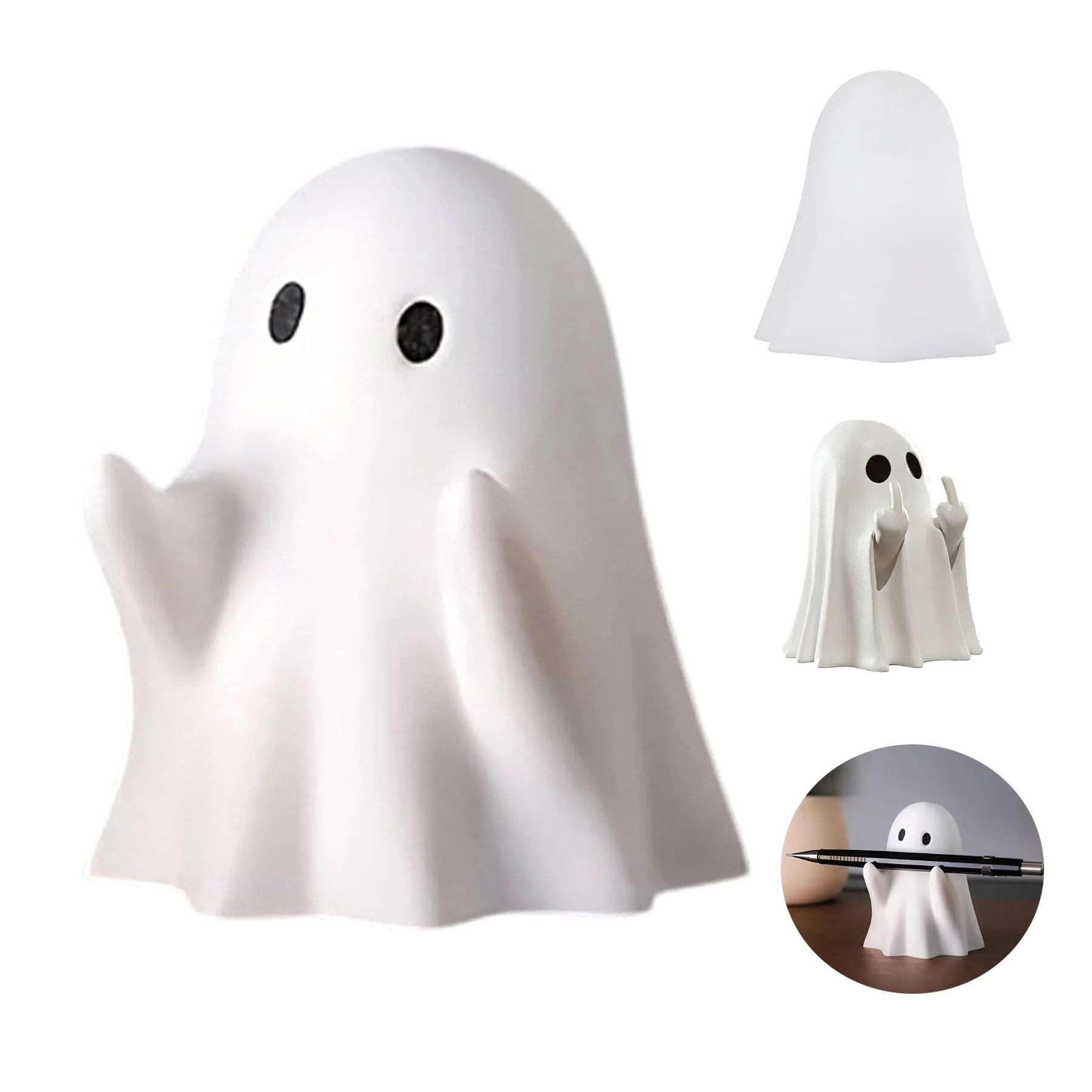 Cute Ghost Desk Pen Holder Figurine Decor