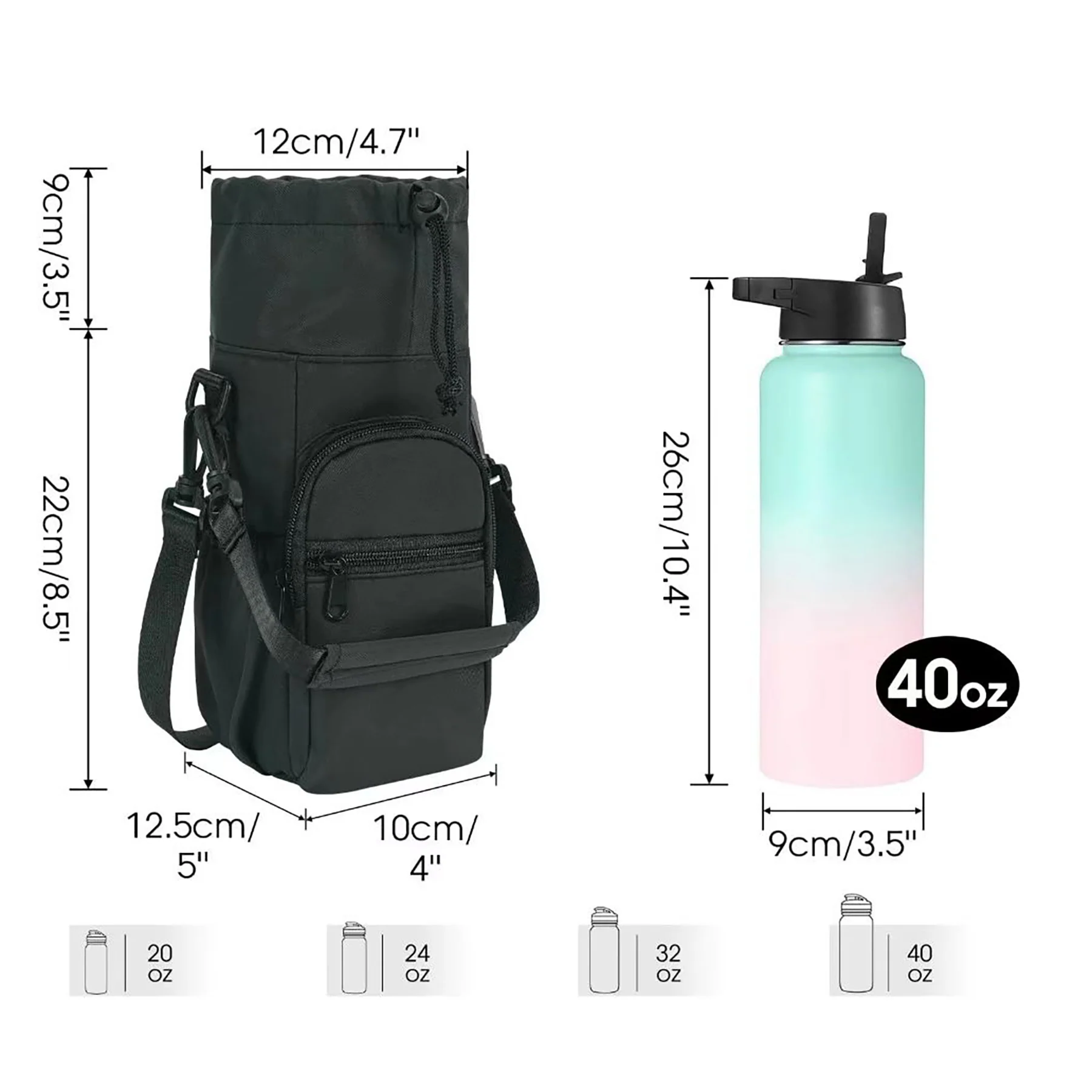 Outdoor Sports Water Bottle Bag With Strap