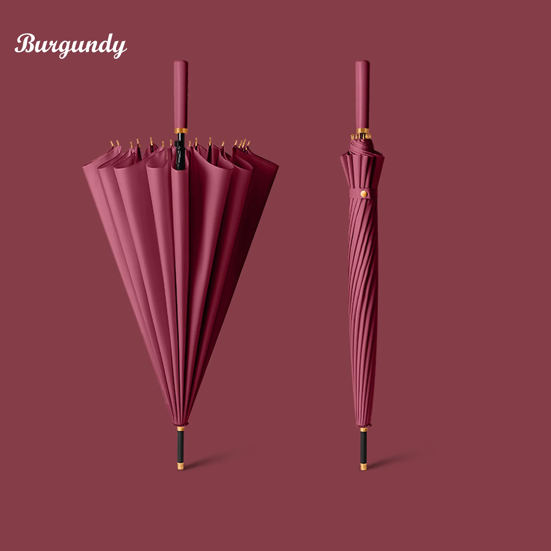 16-Rib Straight Shaft Automatic Umbrella