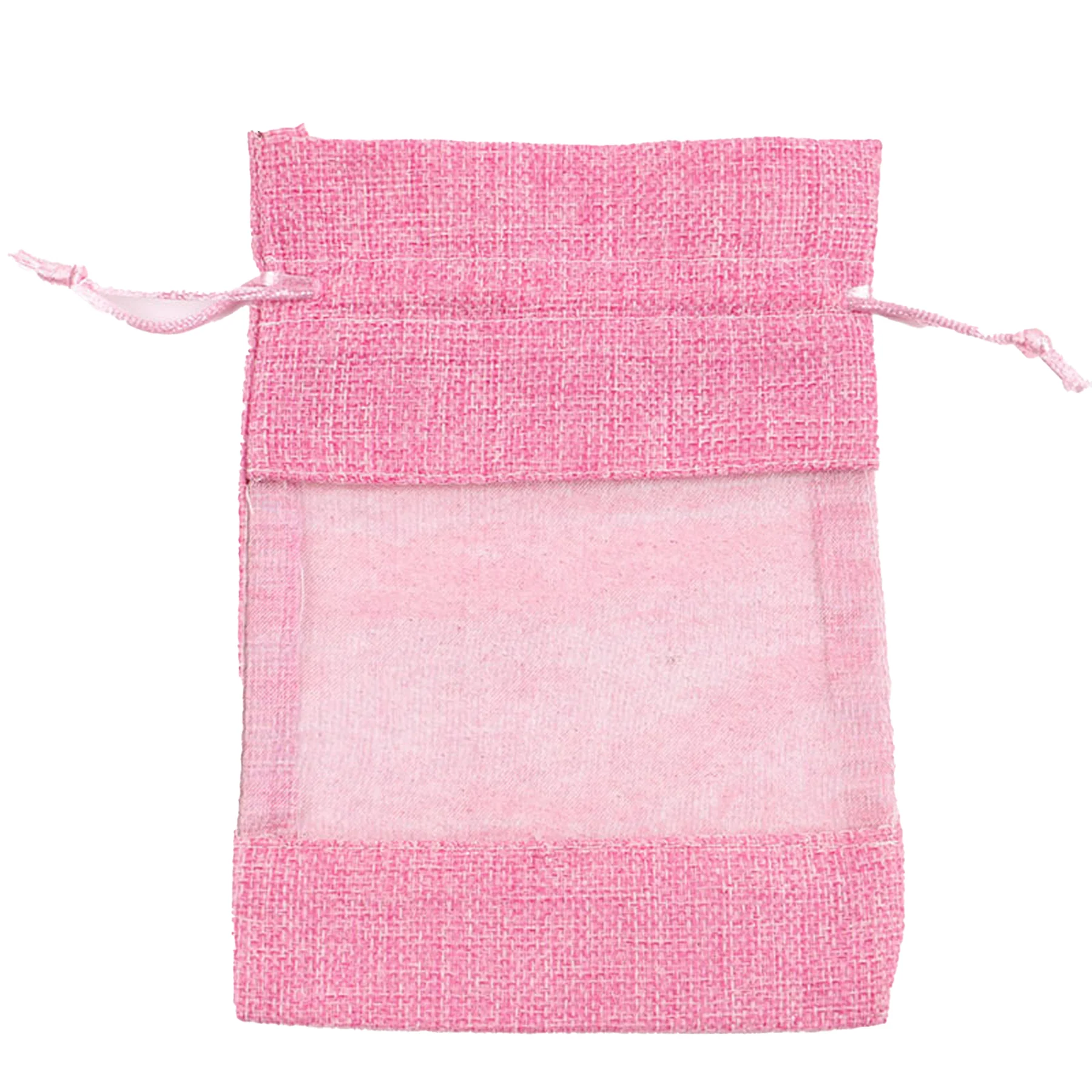 Large Linen Window Drawstring Bag