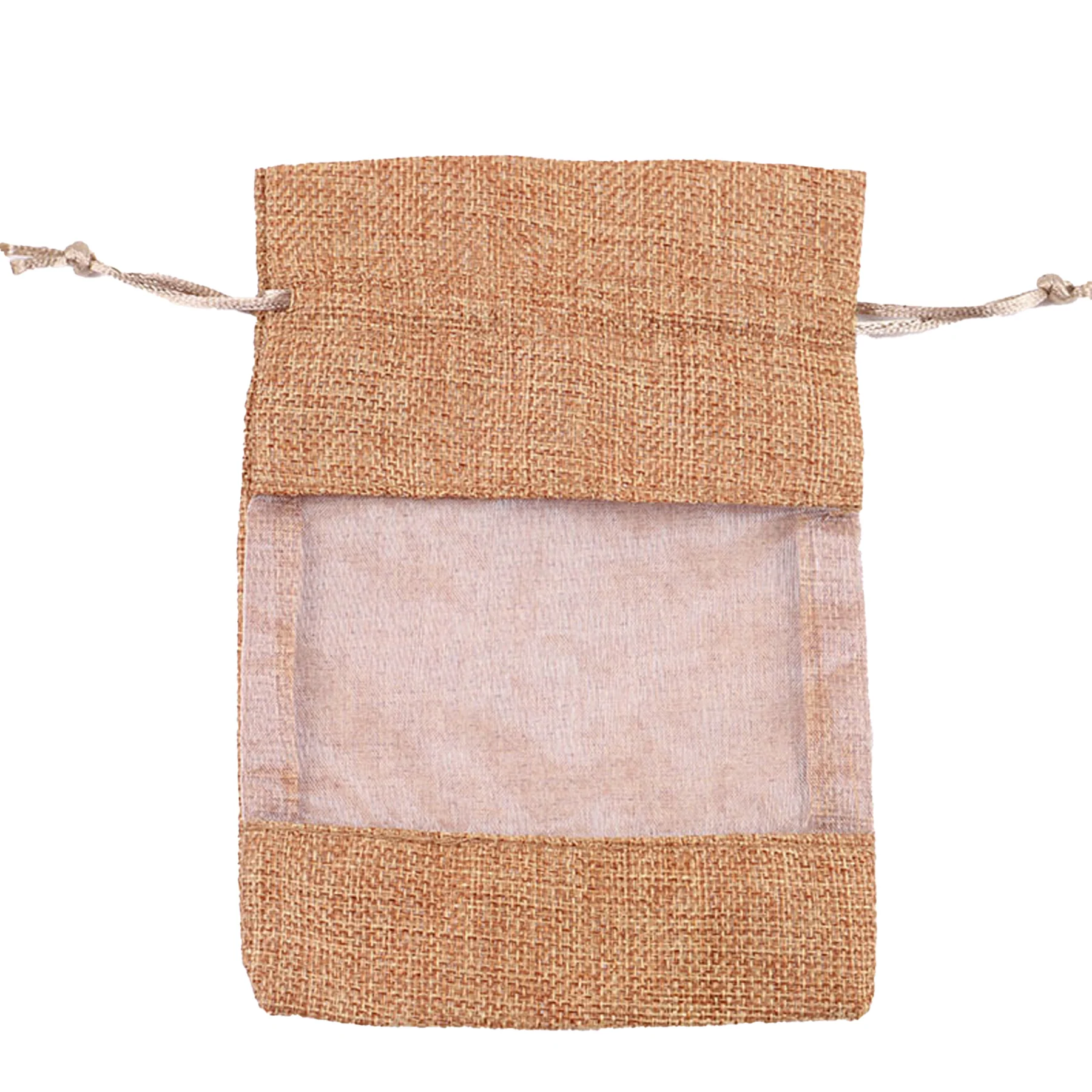 Large Linen Window Drawstring Bag