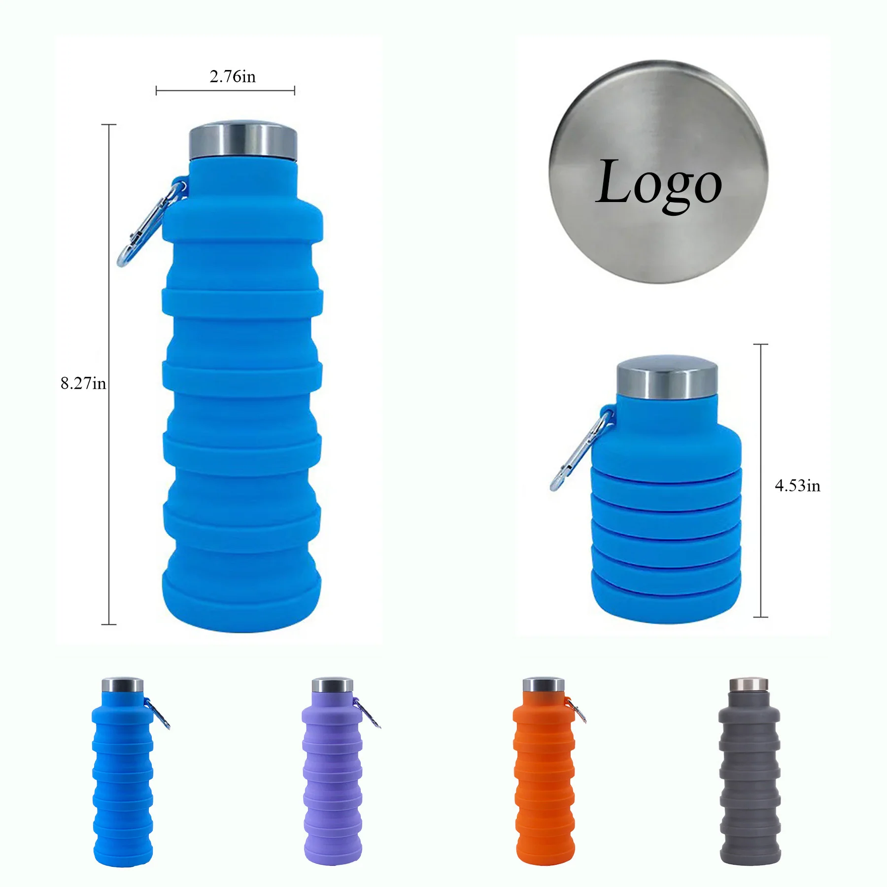 17 oz Collapsible Silicone Cup with Carabiner