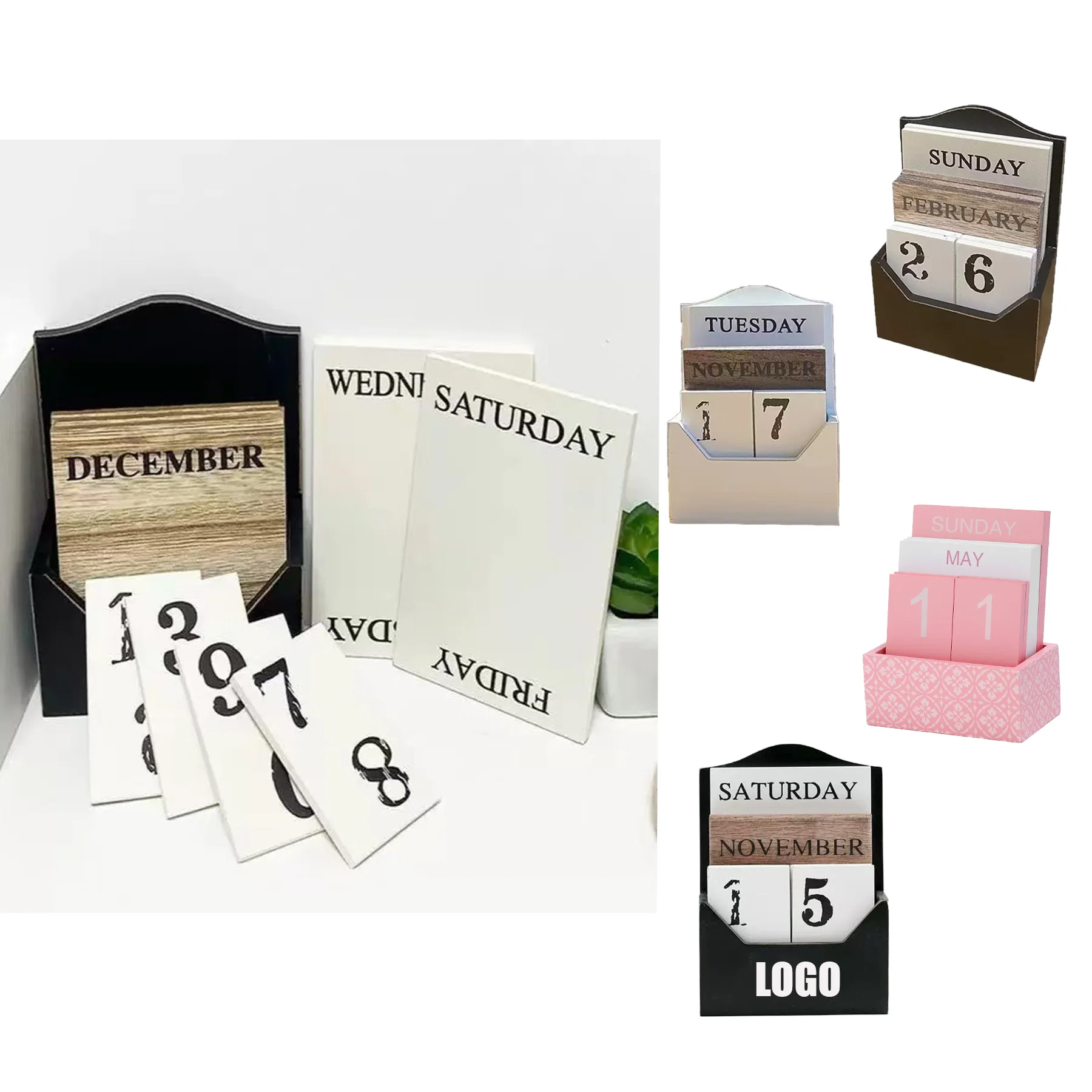Wooden Perpetual Calendar Desktop Ornament