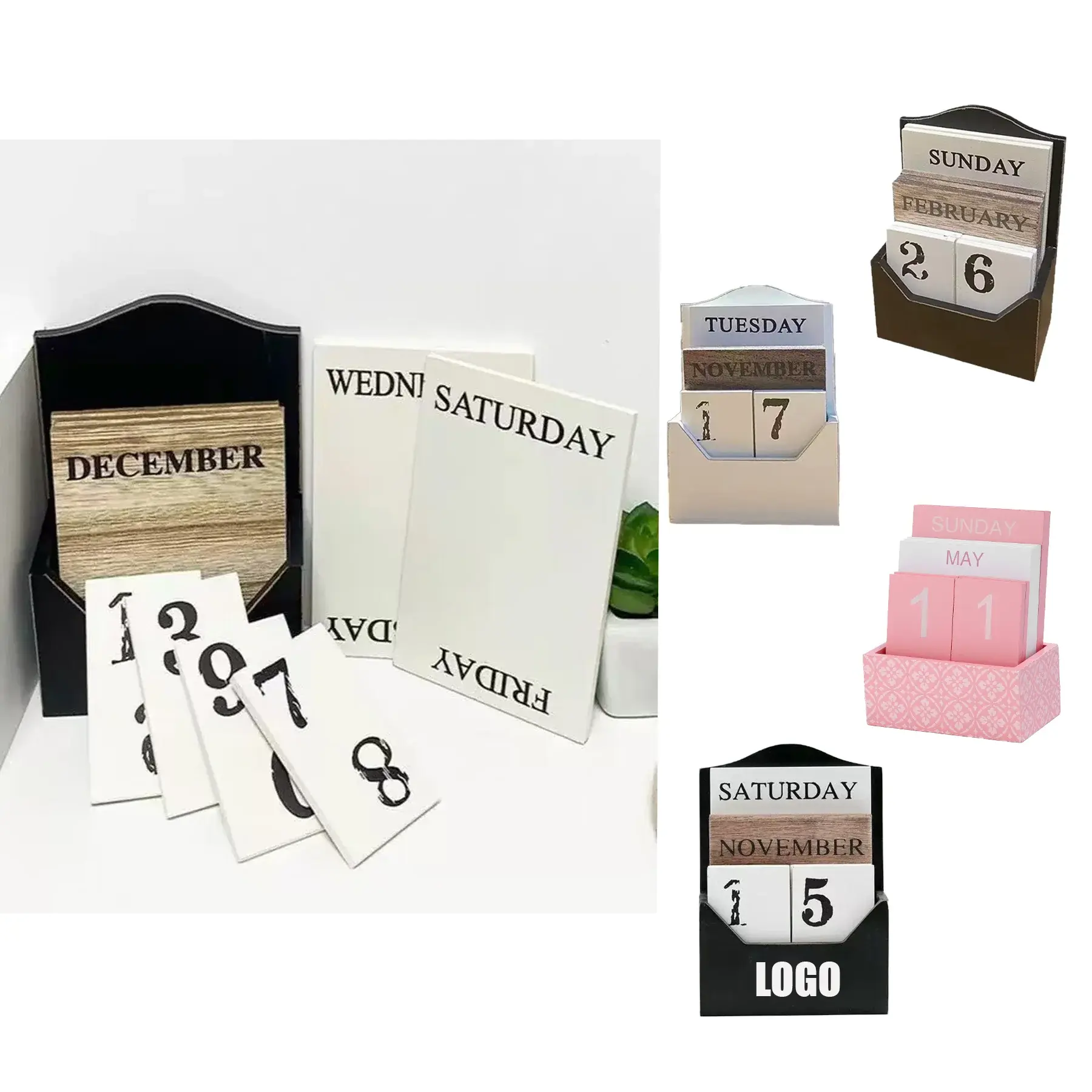 Wooden Perpetual Calendar Desktop Ornament