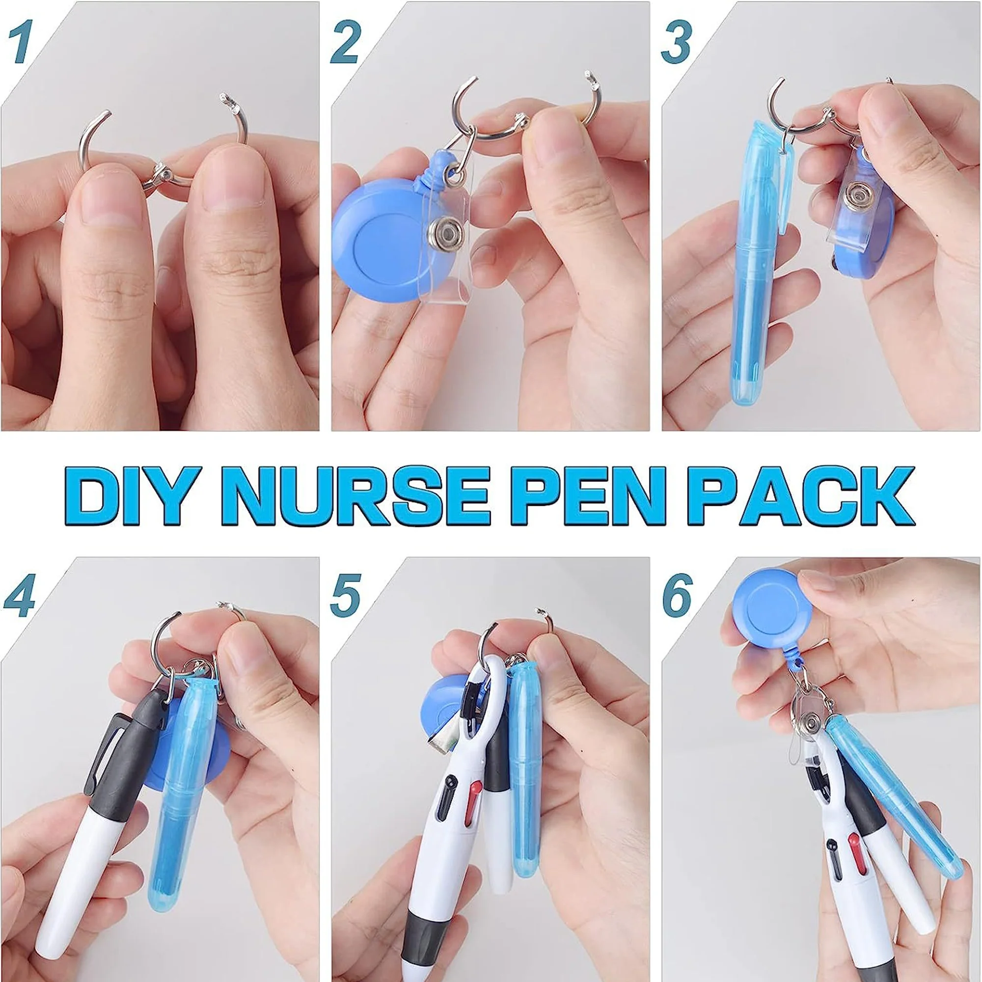 4 In 1 Clip-On Badges With Ballpoint Pens