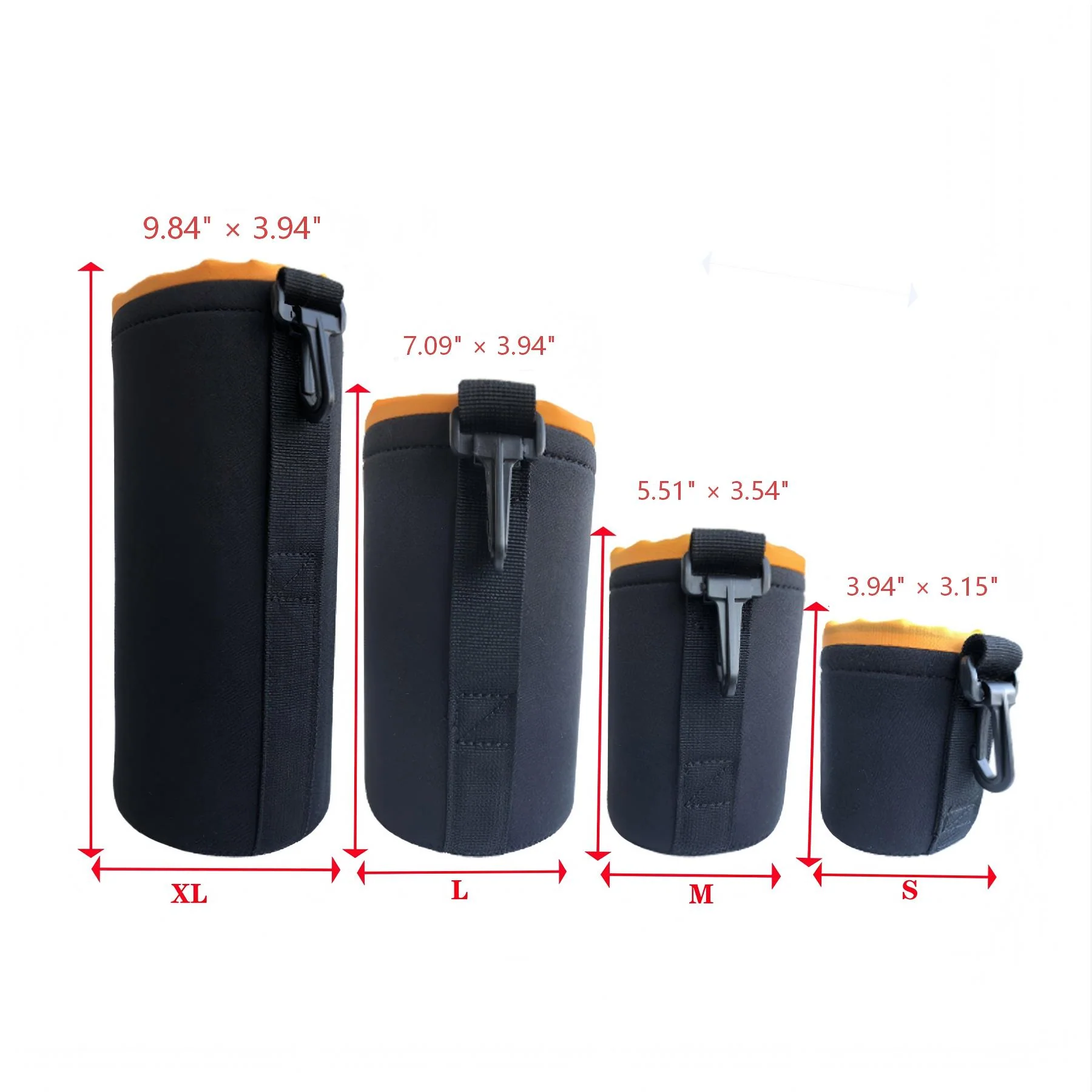4 Pack Neoprene Camera Lens Pouches With Drawstring