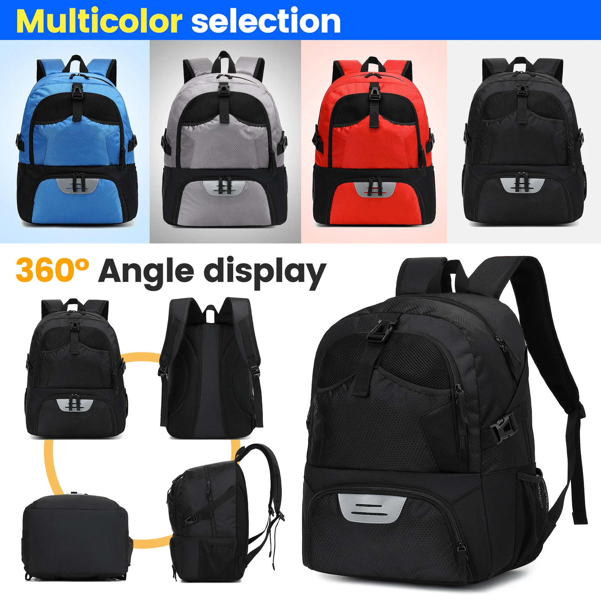 Backpack With Separate Ball Holder