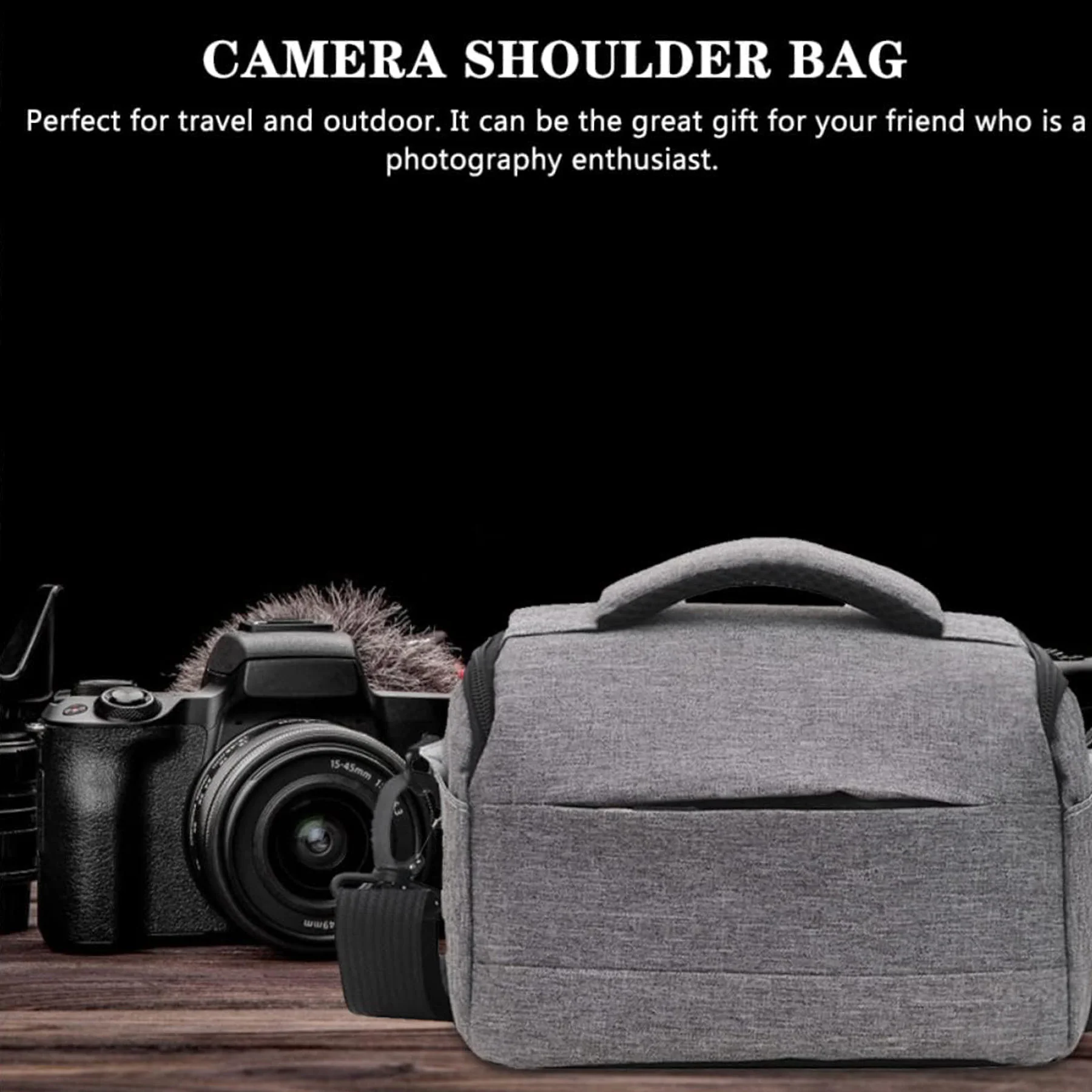 Portable Gray Camera Bag Handheld Shoulder Carry Case