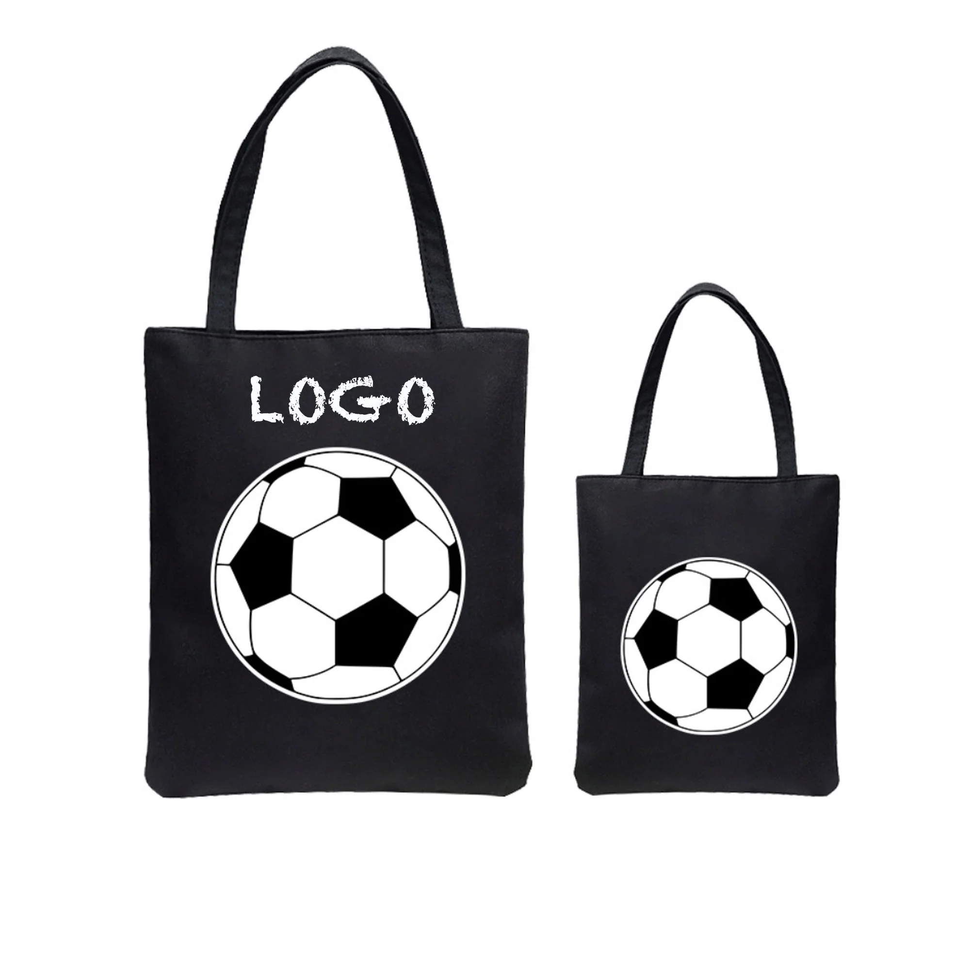 Canvas Zipper Shoulder Tote Bag With Ball Pattern