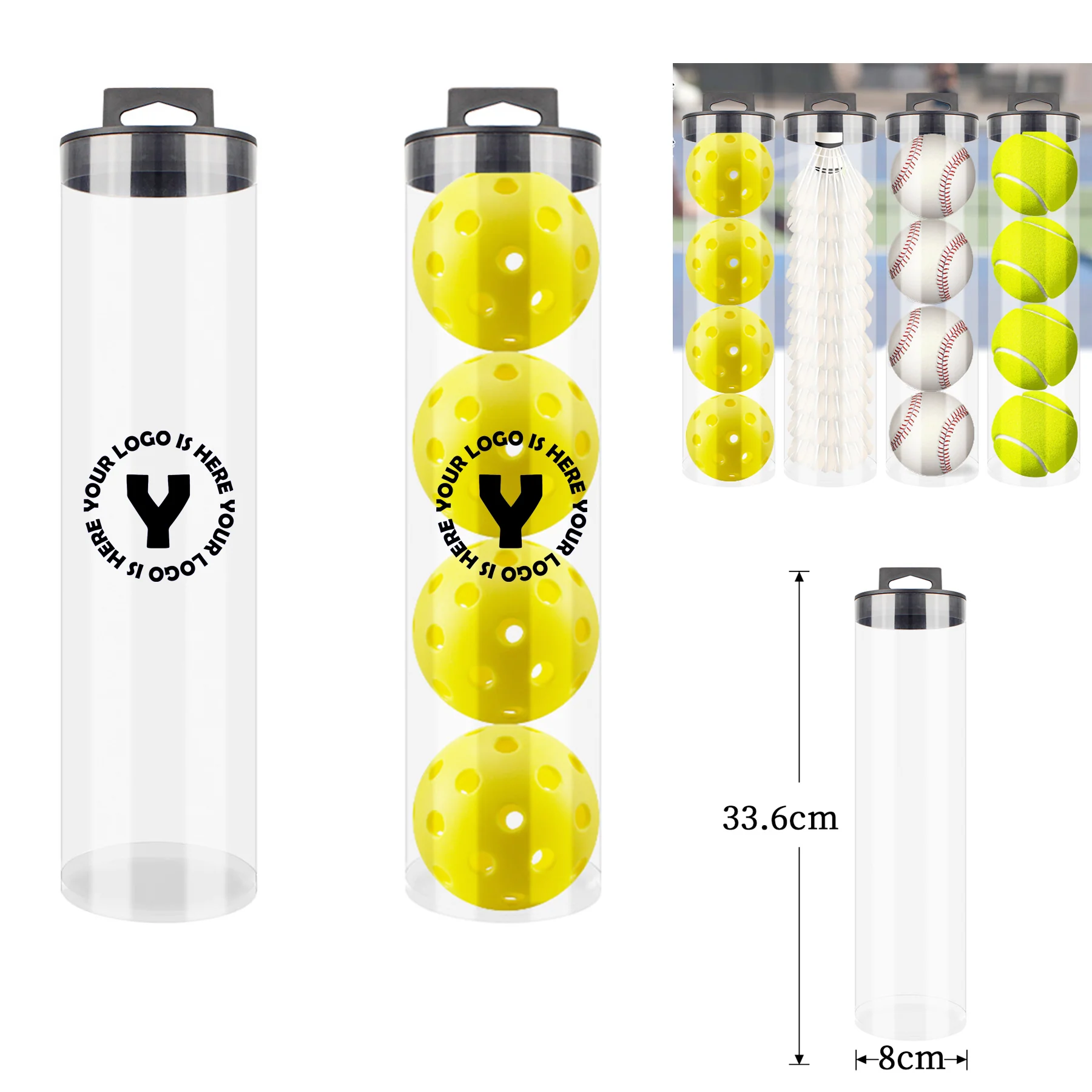 Pickleball And Tennis Balls Clear Storage Bucket
