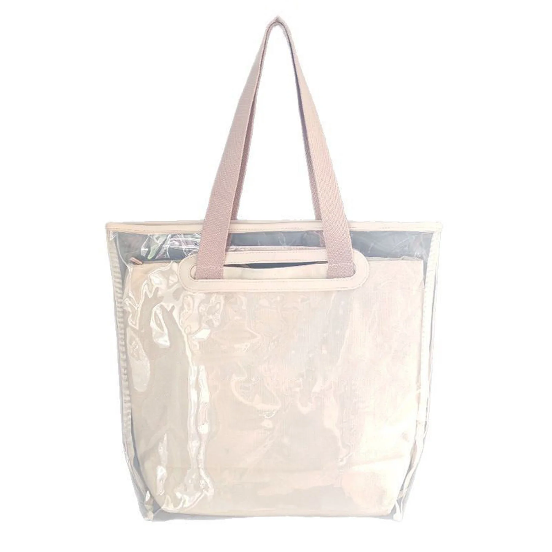 Pvc & Canvas Double Layer Detachable Tote Bag