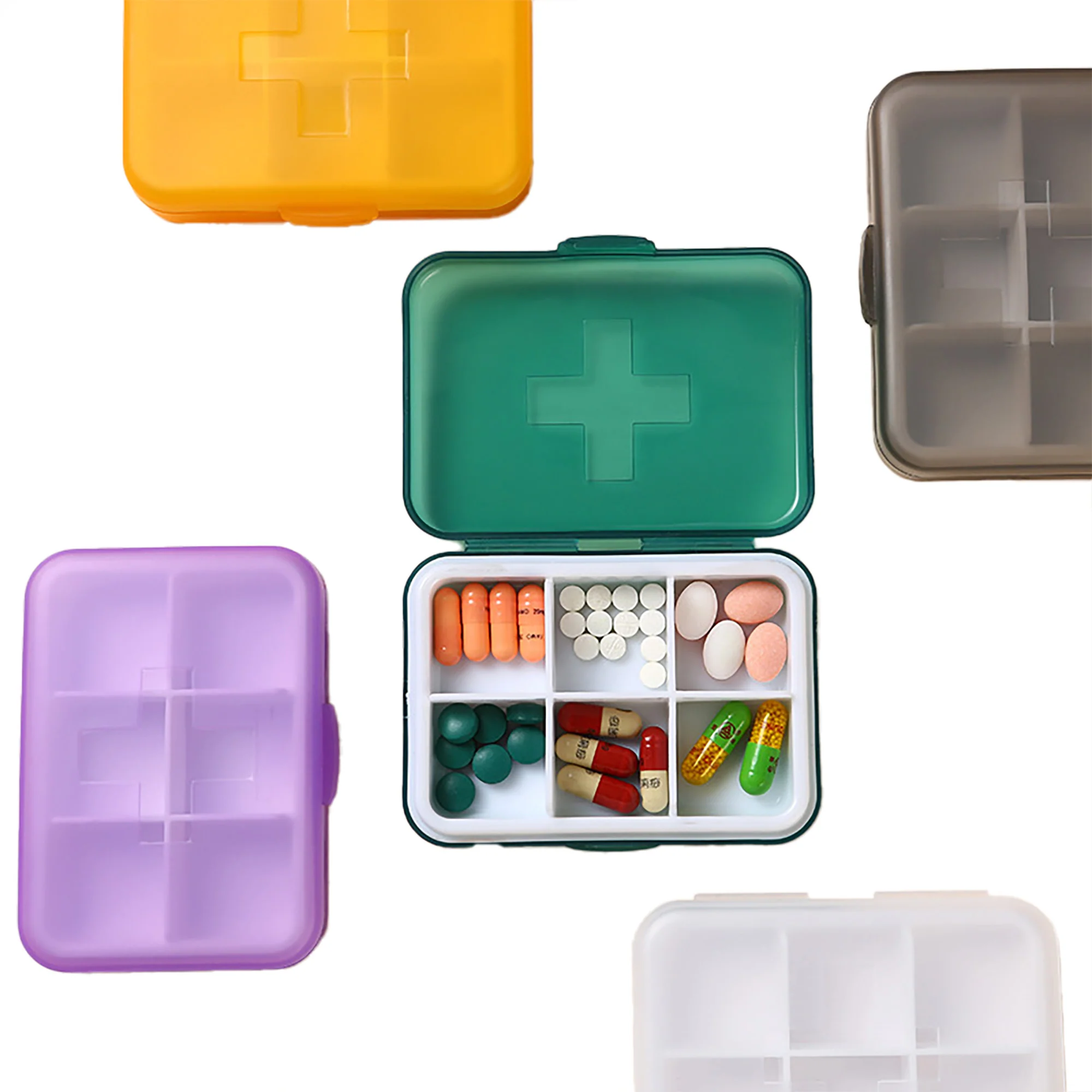 Six Compartment Pill Dispenser Tablet Box