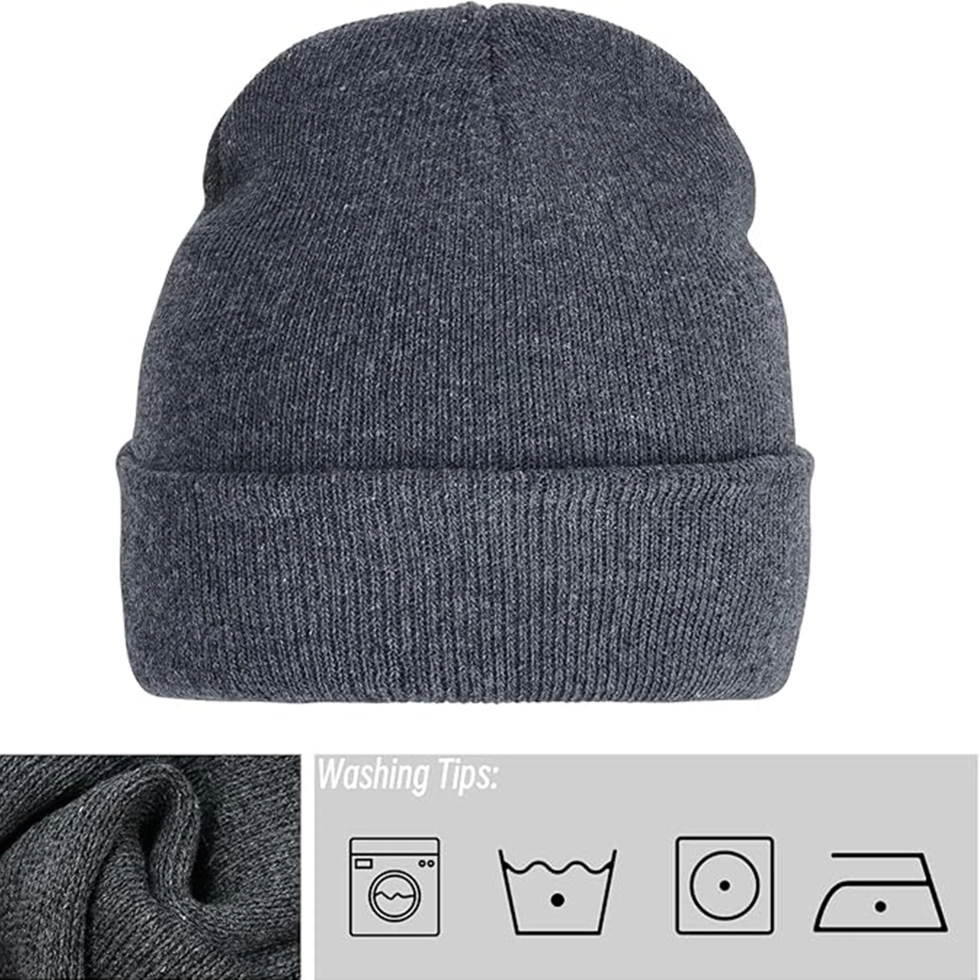 Unisex Slouchy Knit Cuffed Beanie Soft Hats Warm Winter Cap