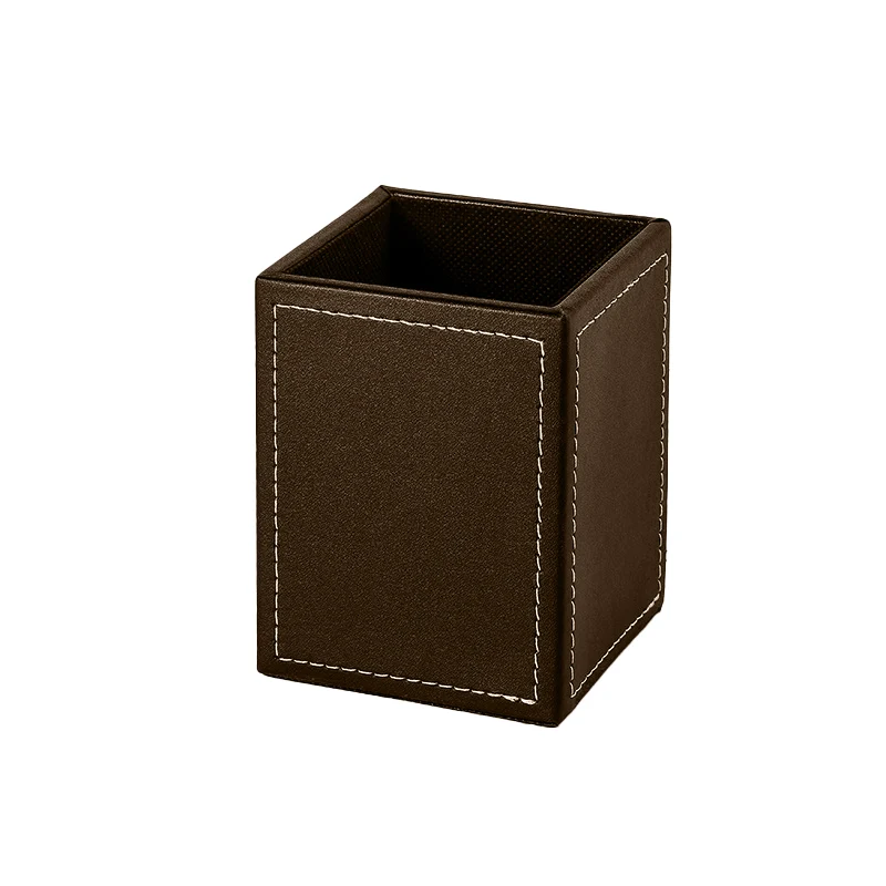 Faux Leather Square Storage Box（3.43"×3.43"×4.61"）
